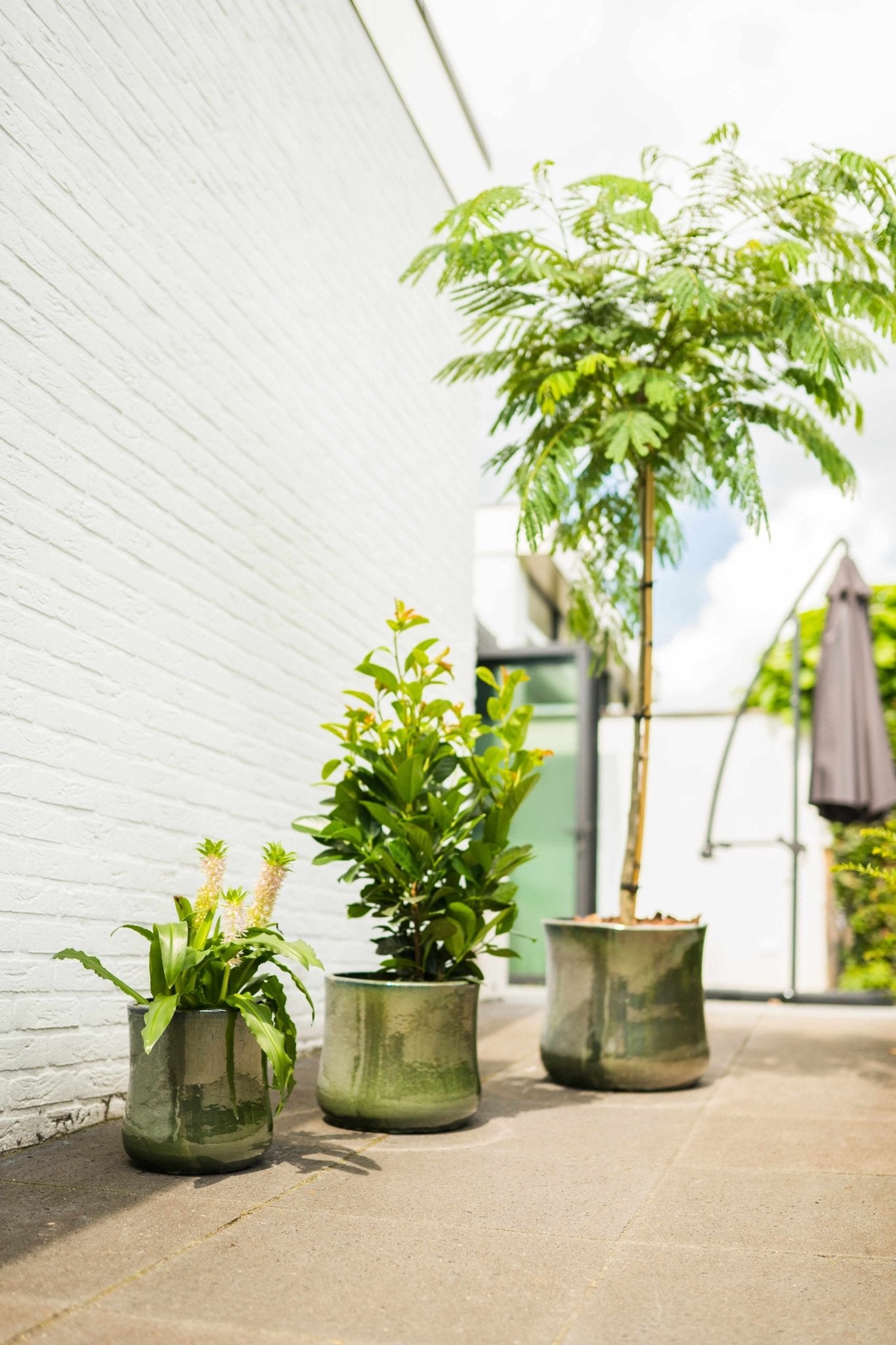 Sabine Handmade Outdoor Plant Pot, Green, D26cm Plant Pot