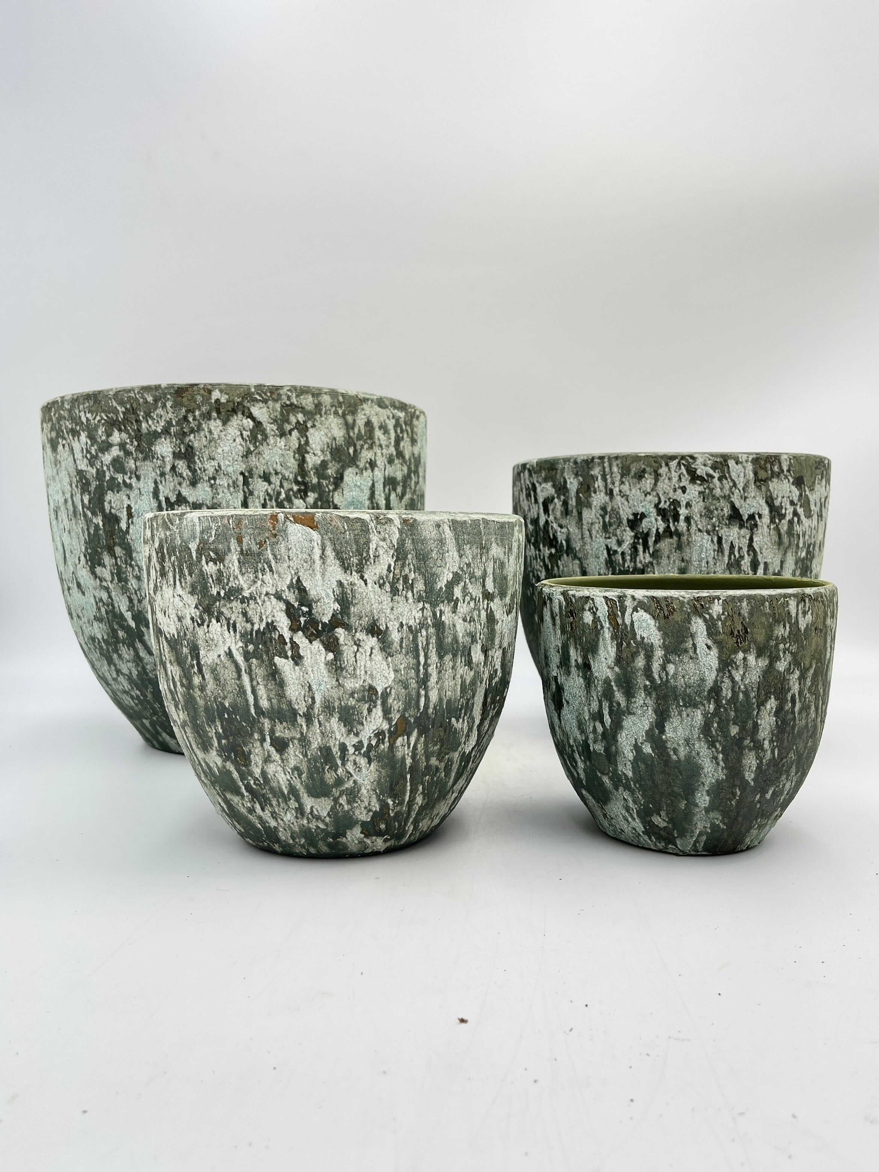 Sem Handmade, Rustic Ceramic Indoor Plant Pots in Multiple Sizes Green