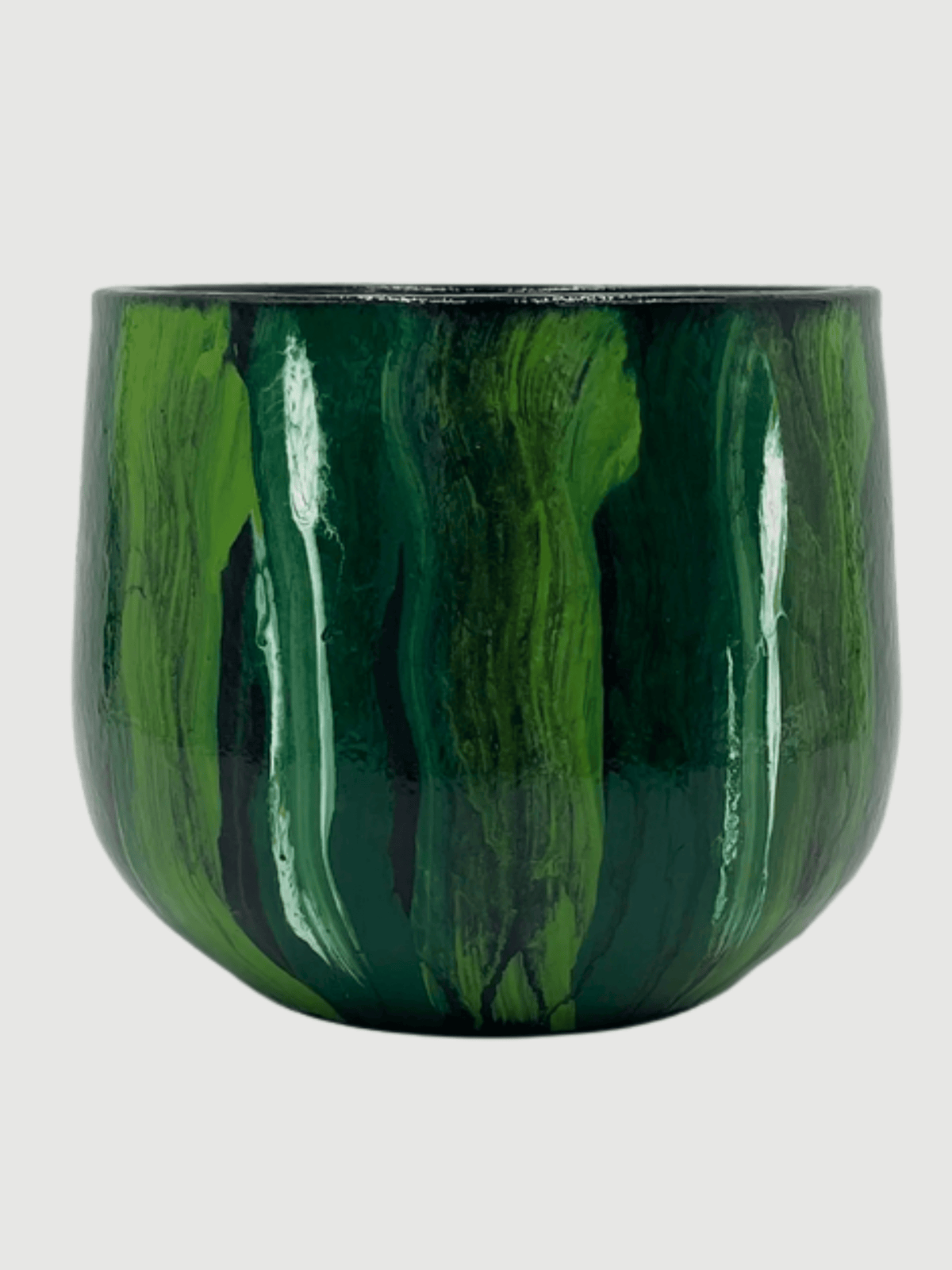Stripe Plant Pot Nigel - Green Ceramic Pot - Multiple Sizes - Rebel Plants