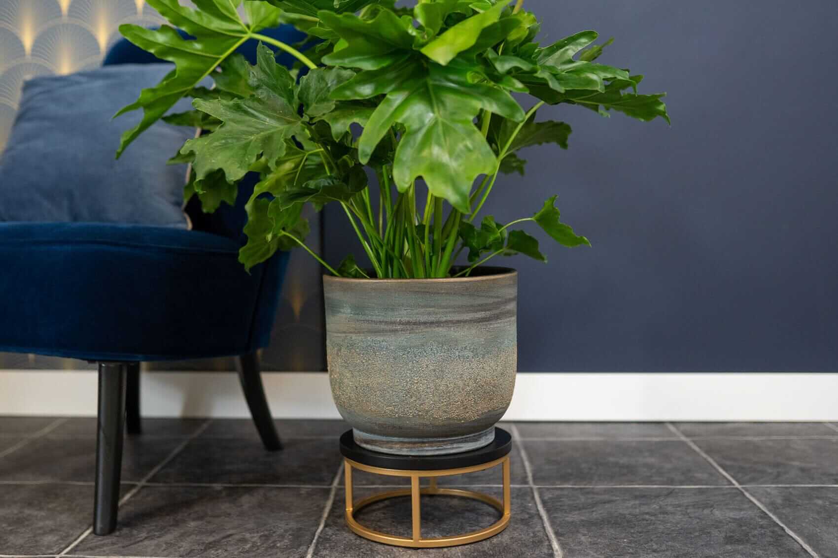 Aico Large Ceramic Plant Pots, Blue, House Plant Pot in Multiple Sizes