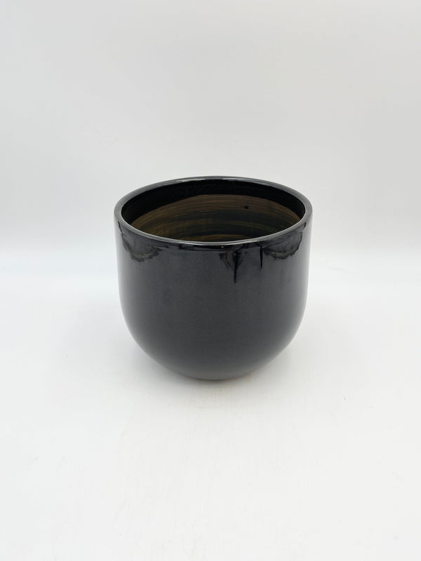 Basic Ceramic Indoor plant pot, Black, D25cm