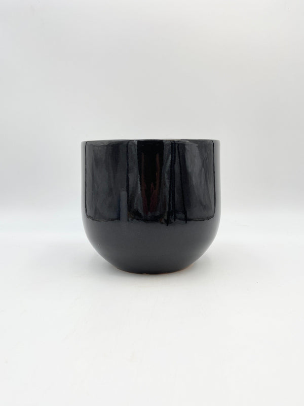 Basic Ceramic Indoor plant pot, Black, D25cm