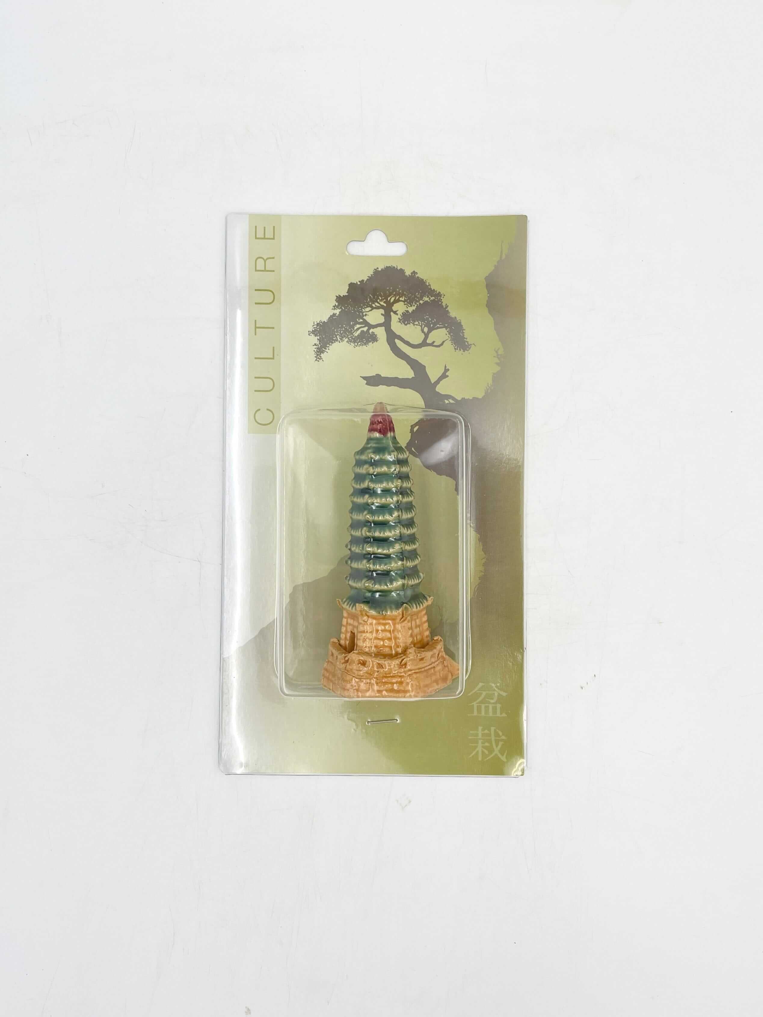 Bonsai Ceramic Ornament, Pagoda, H8cm, Traditional Feng Shui Pagoda For Success