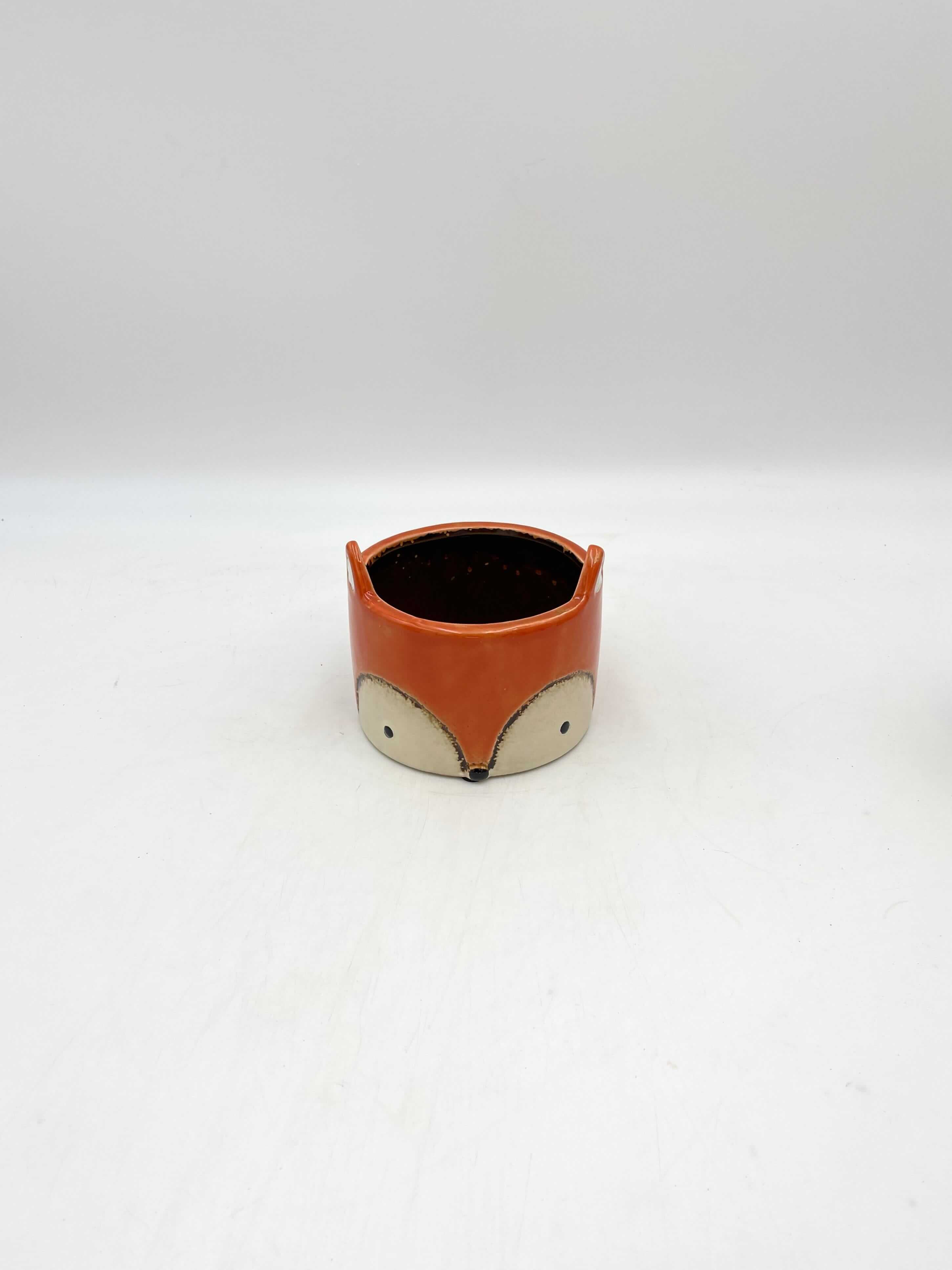 Ceramic Fox Houseplant Pots, D12cm, Handmade