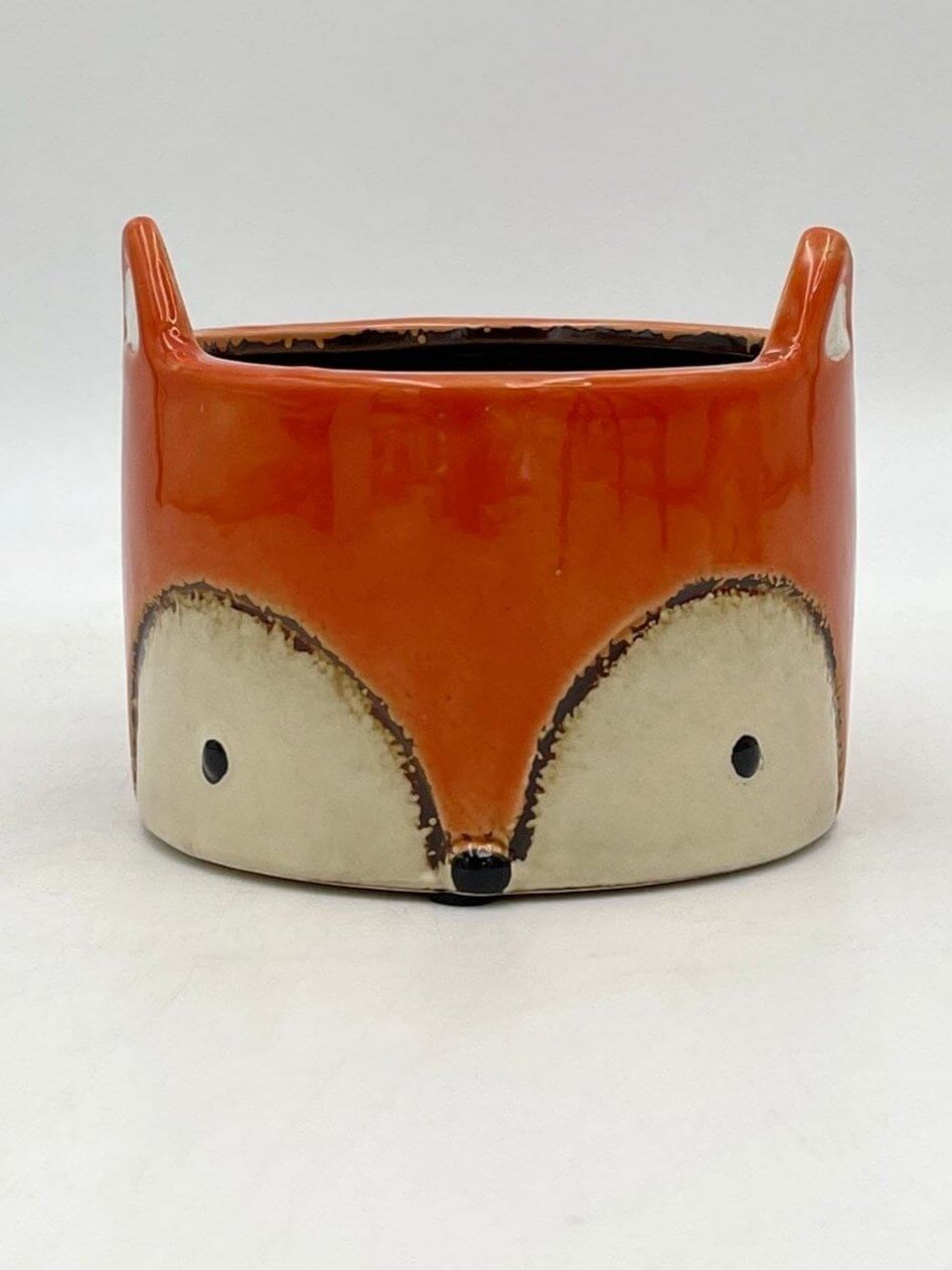Ceramic Fox Houseplant Pots, D12cm, Handmade