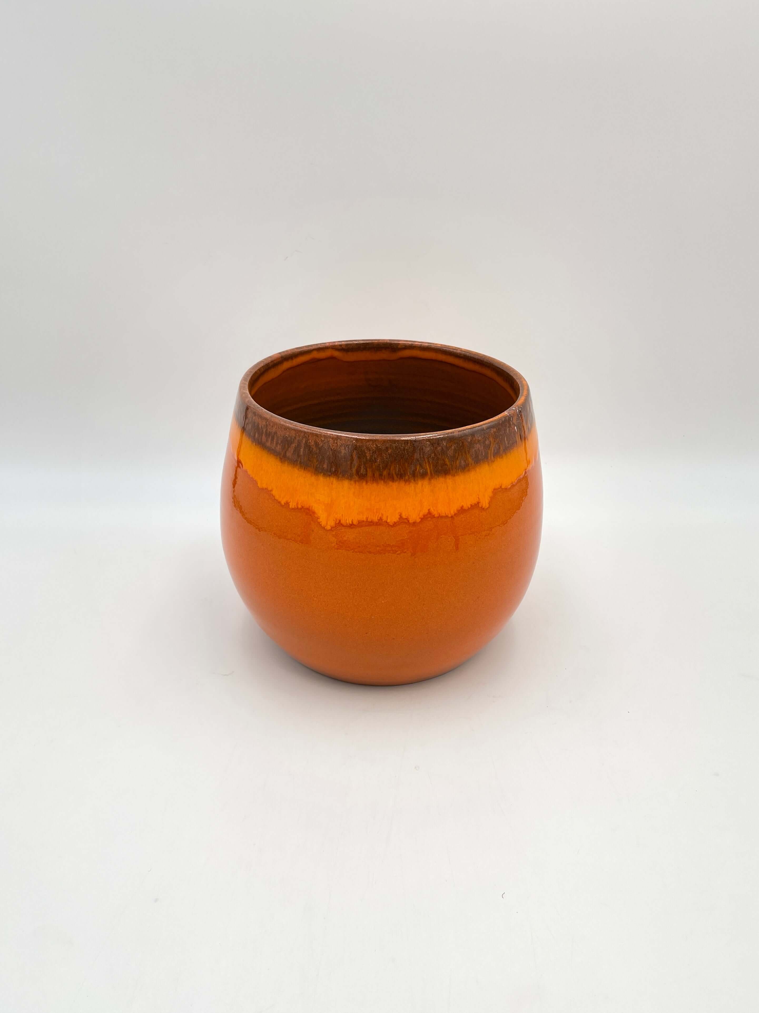 Charlotte, Retro Ceramic Plant Pots, Orange, House Plant Pot in Multiple Sizes