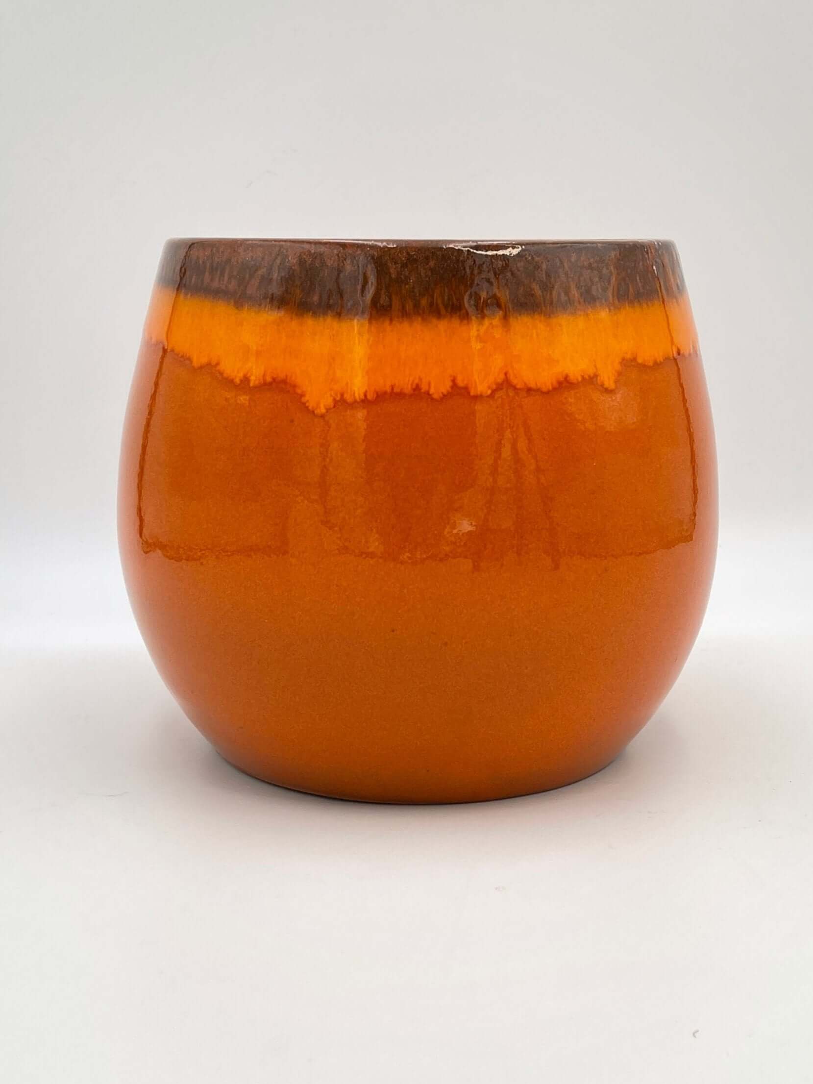 Charlotte, Retro Ceramic Plant Pots, Orange, House Plant Pot in Multiple Sizes