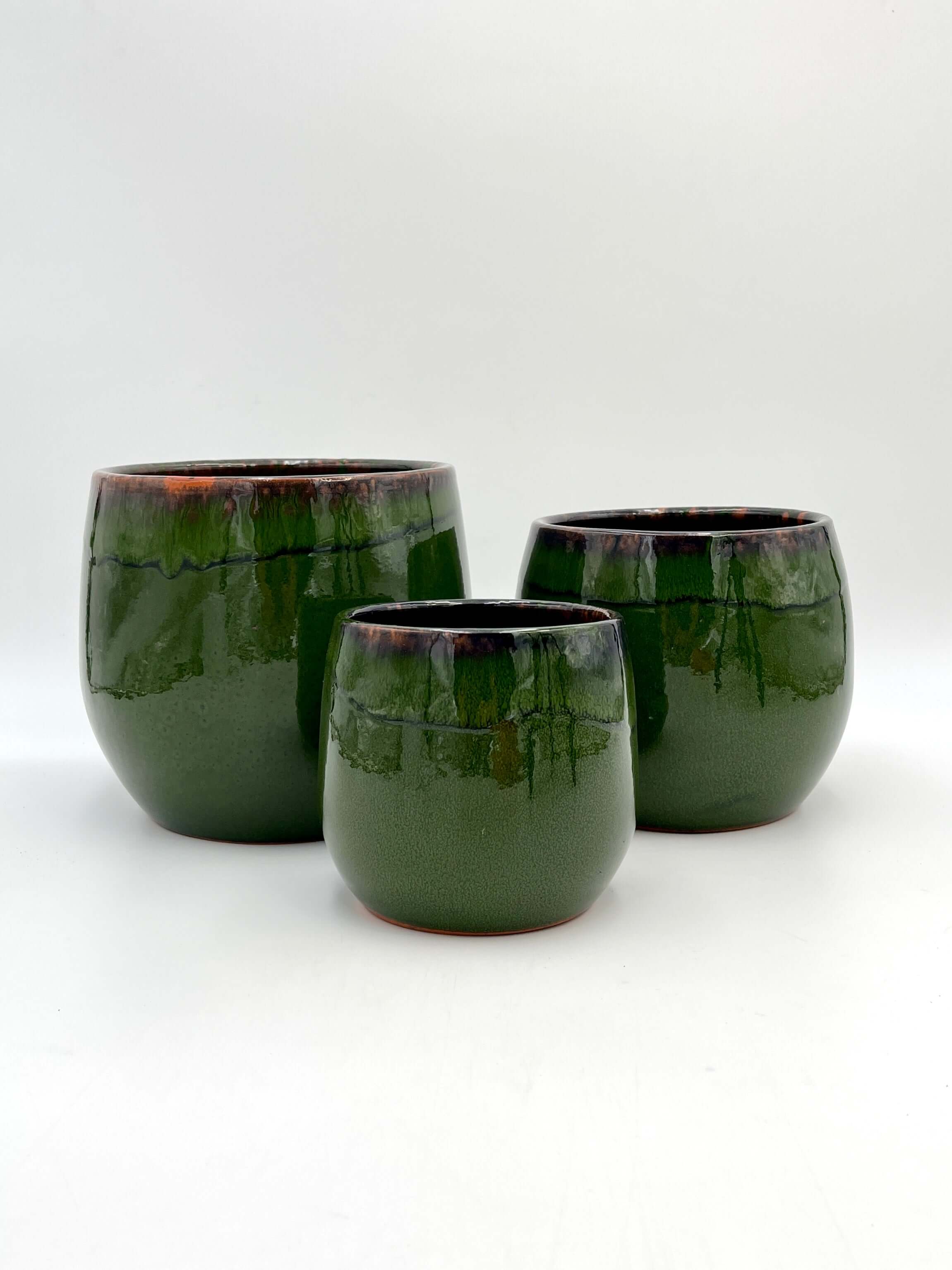 Charlotte, Retro Ceramic Plant Pots, Emerald Green, Indoor Plant Pot in Multiple Sizes