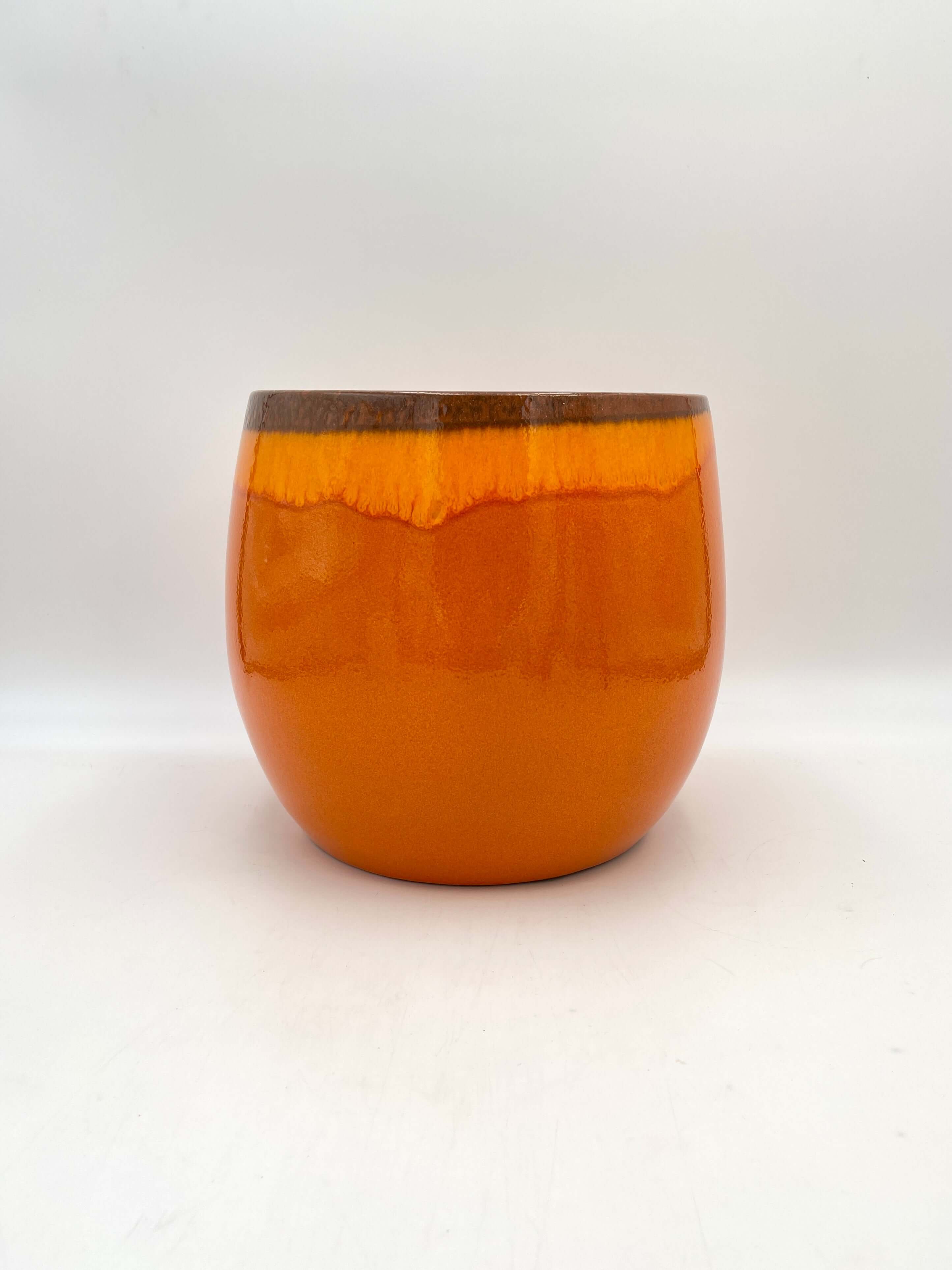 Charlotte, Retro Ceramic Plant Pots, Orange, House Plant Pot in Multiple Sizes