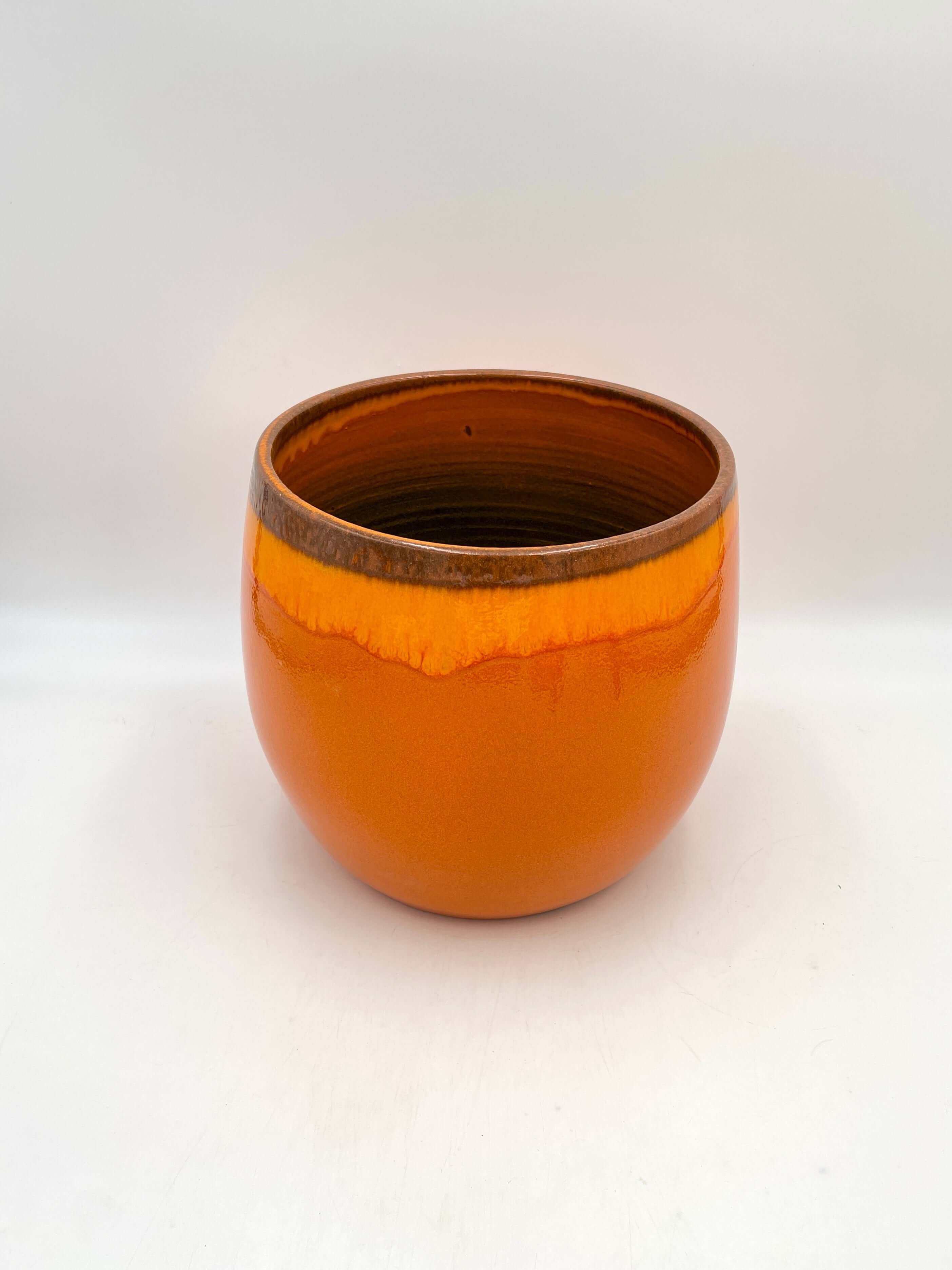 Charlotte, Retro Ceramic Plant Pots, Orange, House Plant Pot in Multiple Sizes
