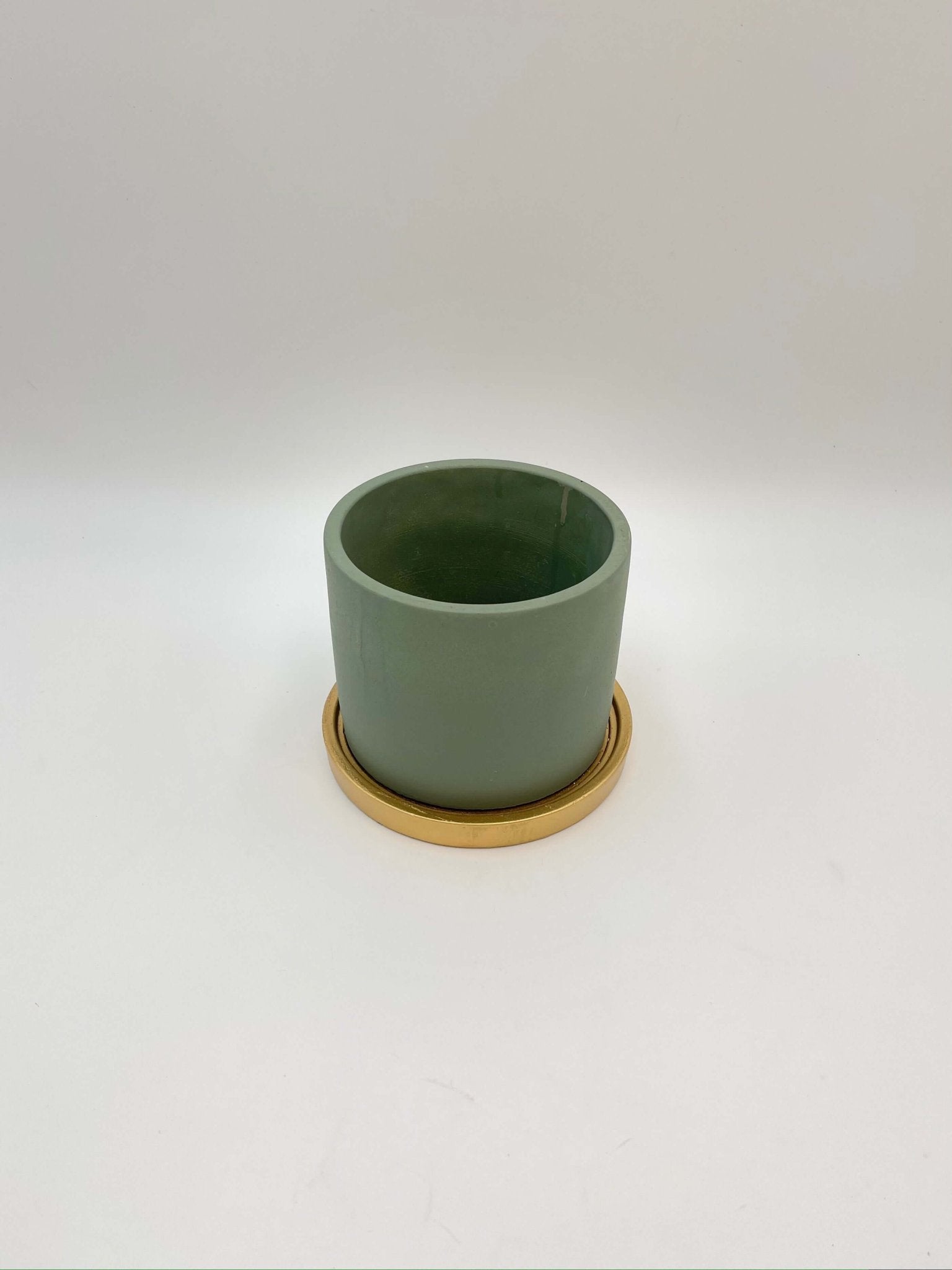 Concrete Plant Pot, Green Gold, D14cm