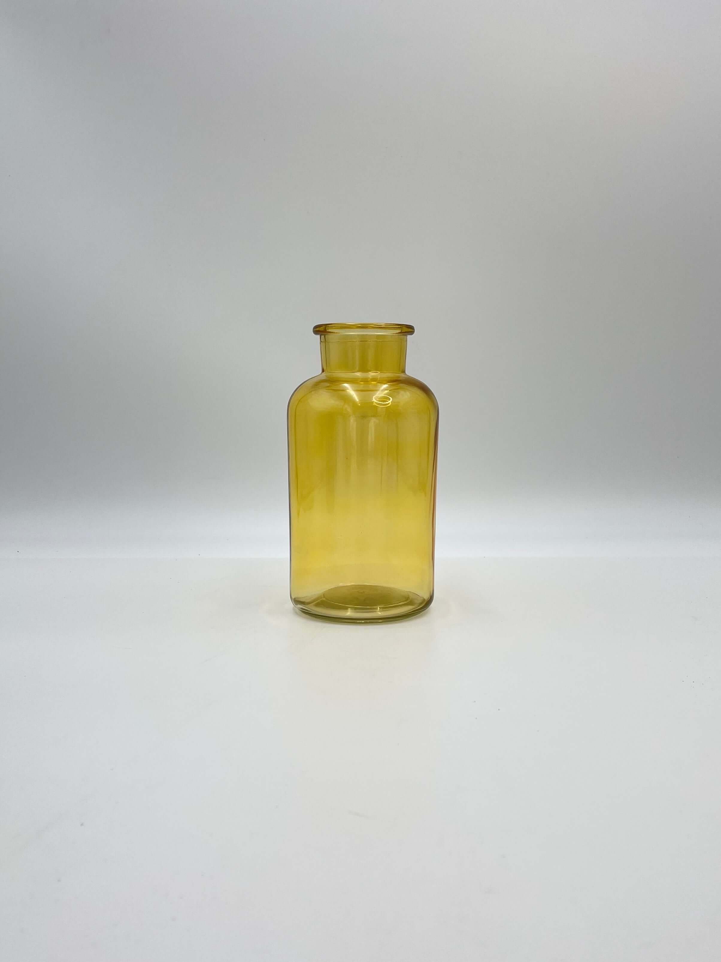Ochre Yellow Handmade Glass Vase, H20cm