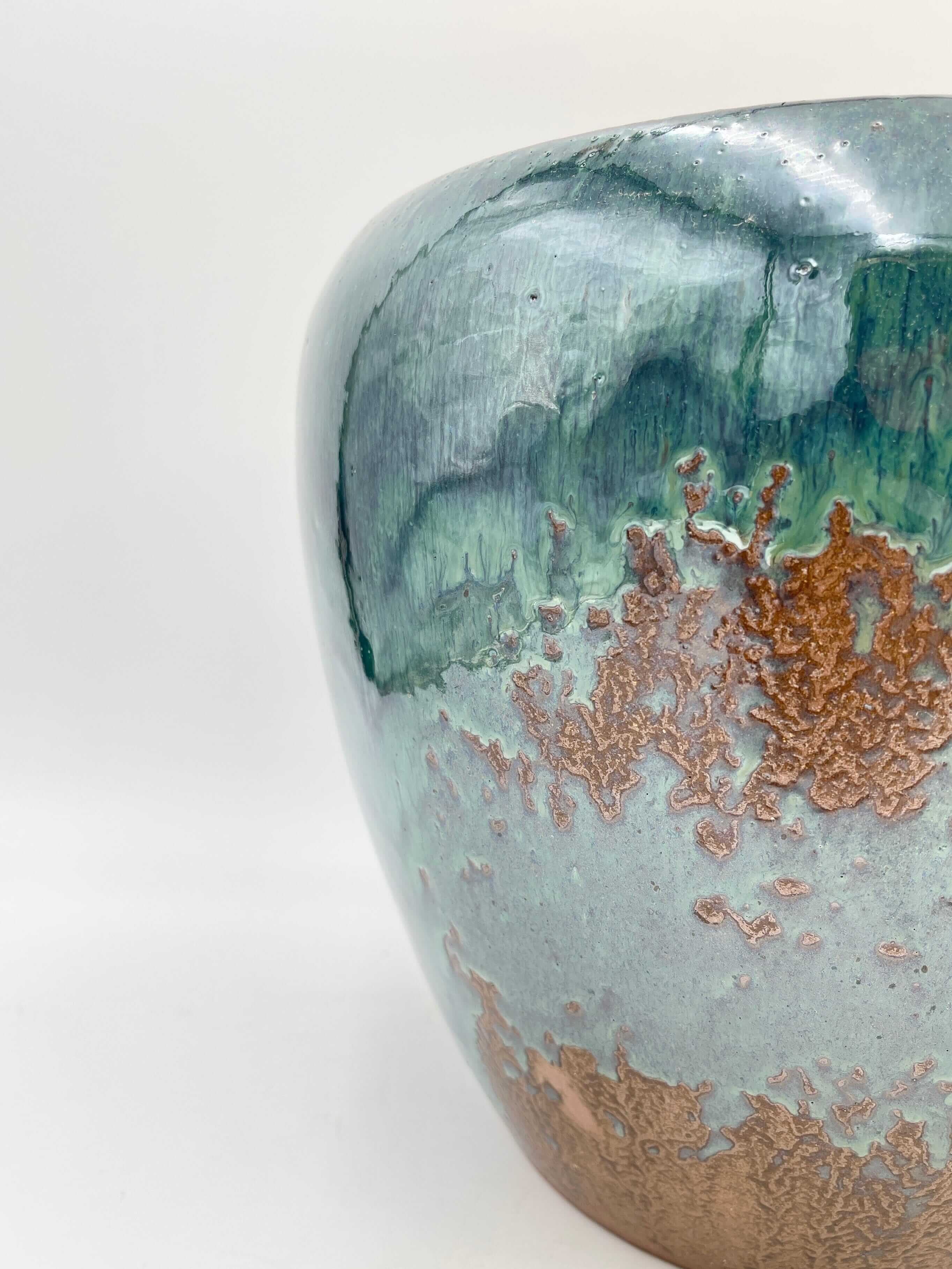 Handmade Mystic Ceramic Indoor, Outdoor Pots, Turquoise, 32cm - 43cm Plant Pot