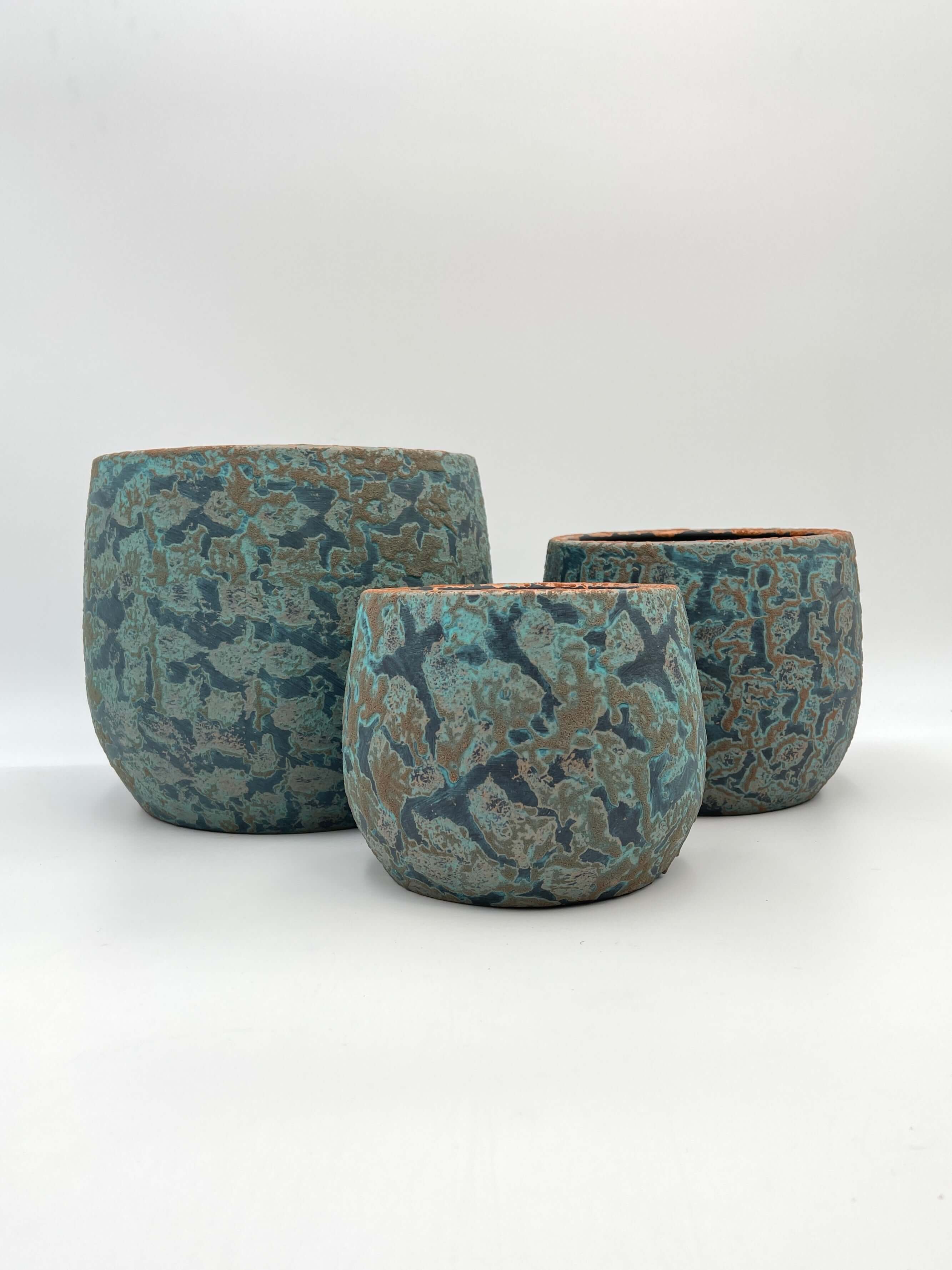 Islay Handmade Plant Pots, Blue Copper, Indoor Plant Pot in Multiple Sizes