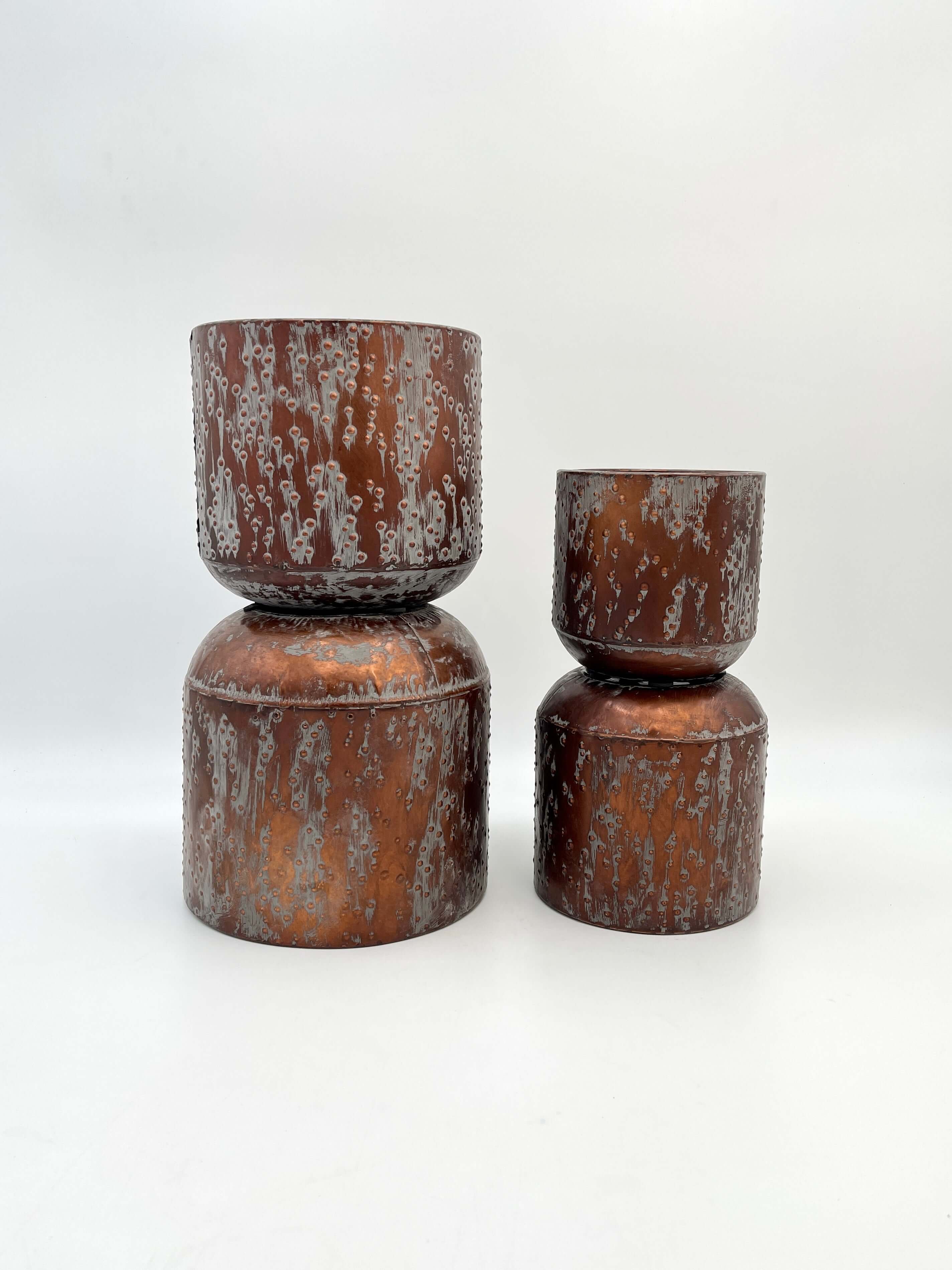 Lian Metal Plant Pot, Copper Black, Handmade