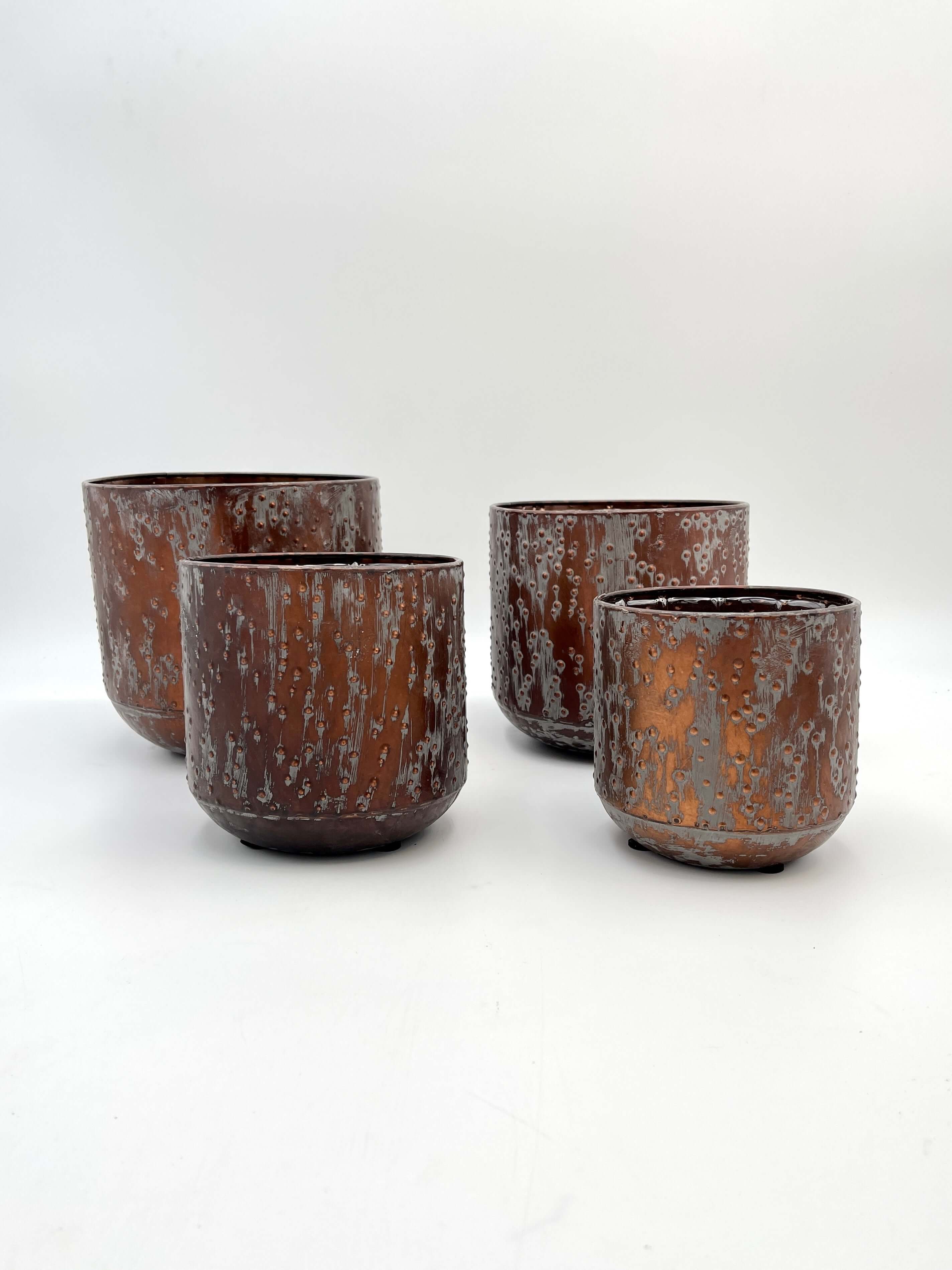 Lian Metal Plant Pot, Copper Black, Handmade
