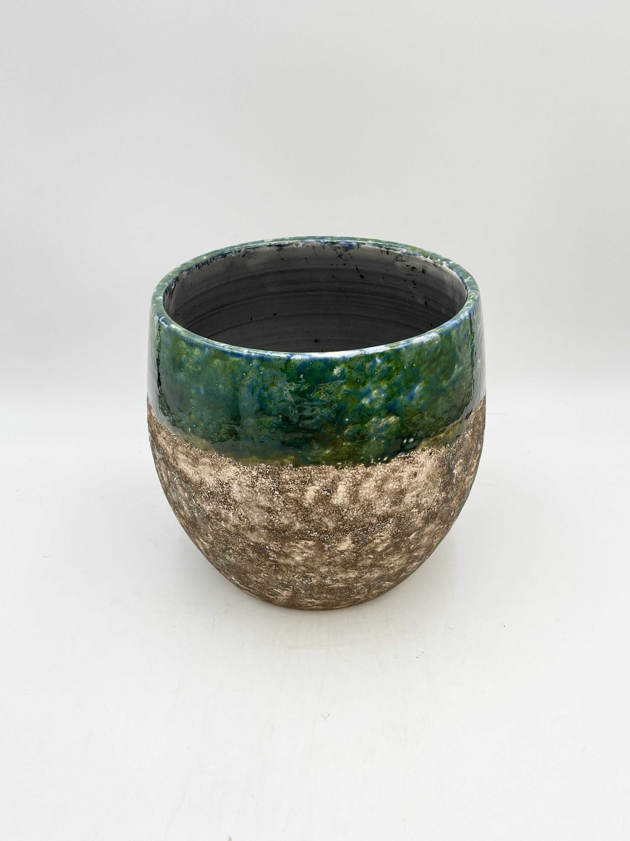 Lindy Ceramic Plant Pots, Black Green, Handmade