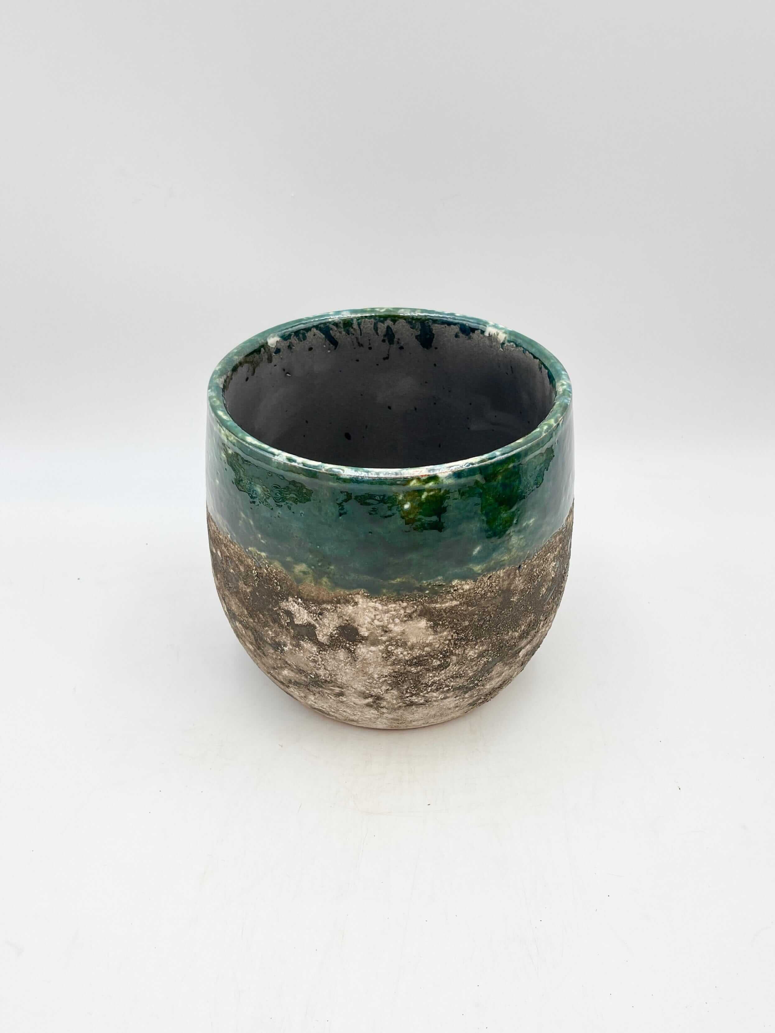 Lindy Ceramic Plant Pots, Black Green, Handmade