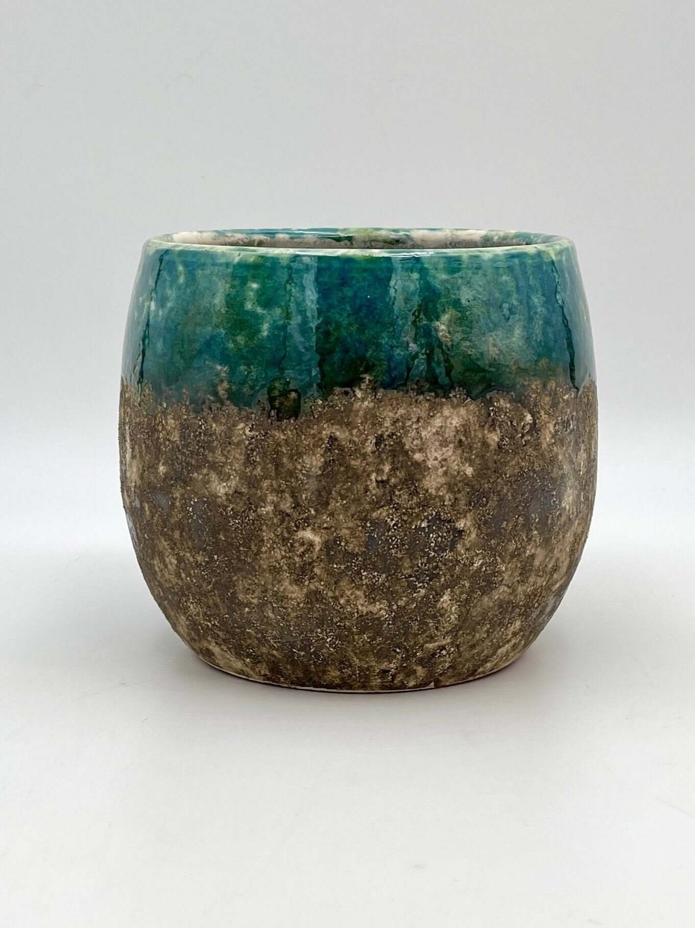Lindy Ceramic Plant Pots, Black Green, Handmade