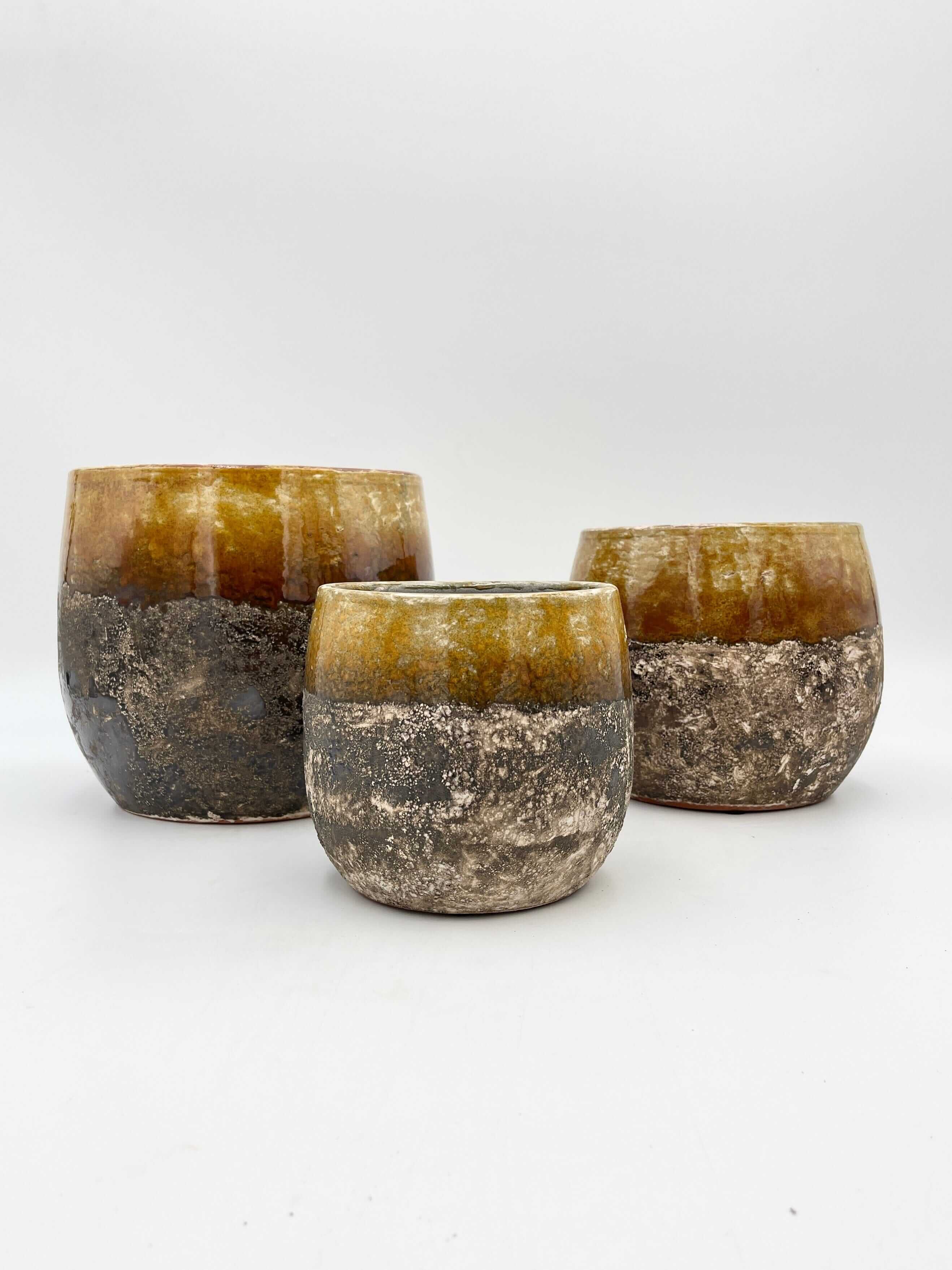 Lindy Ceramic Plant Pots, Ochre Yellow, House Plant Pot in Multiple Sizes