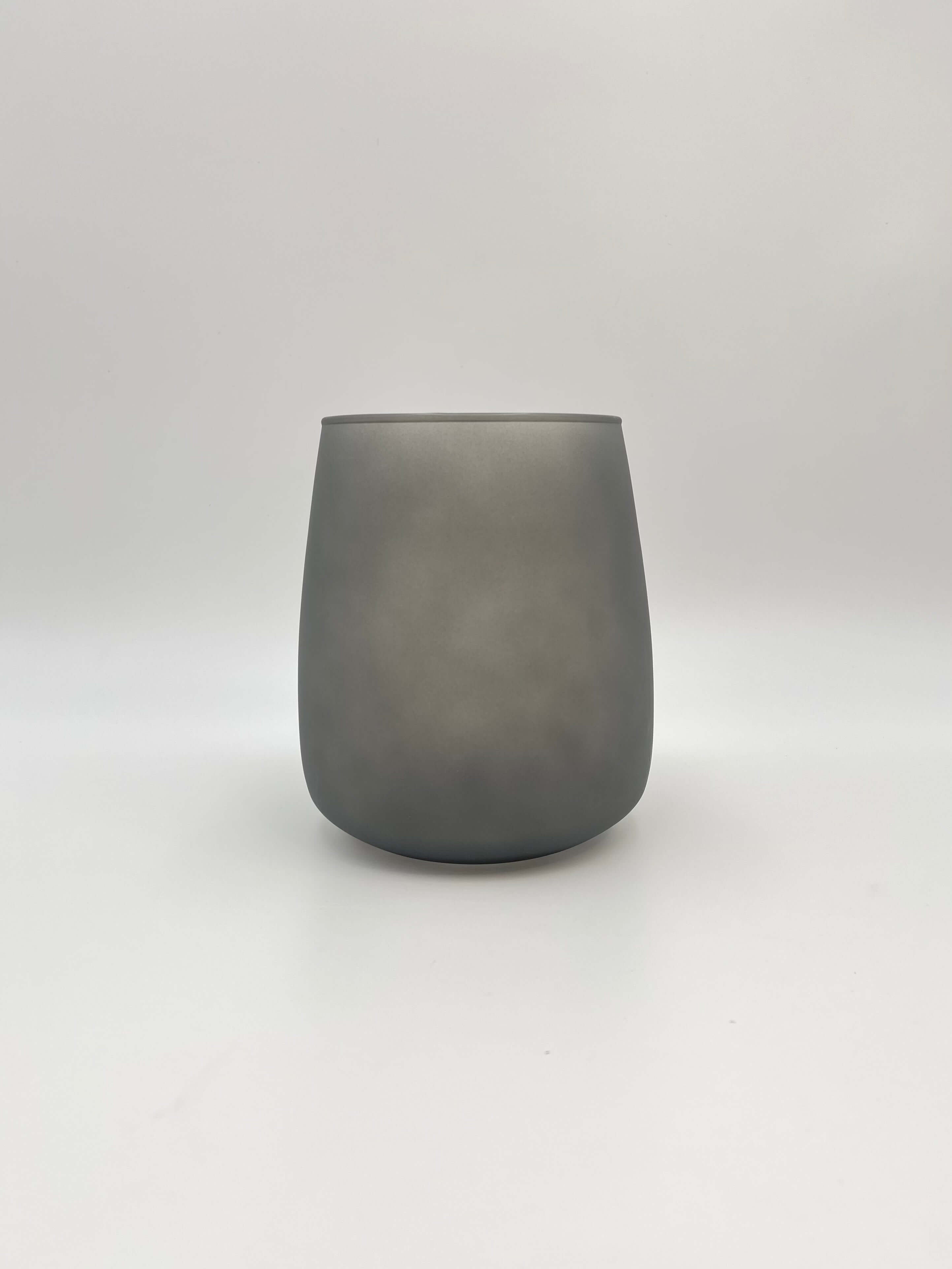 Matt Grey Glass Vase, H17cm