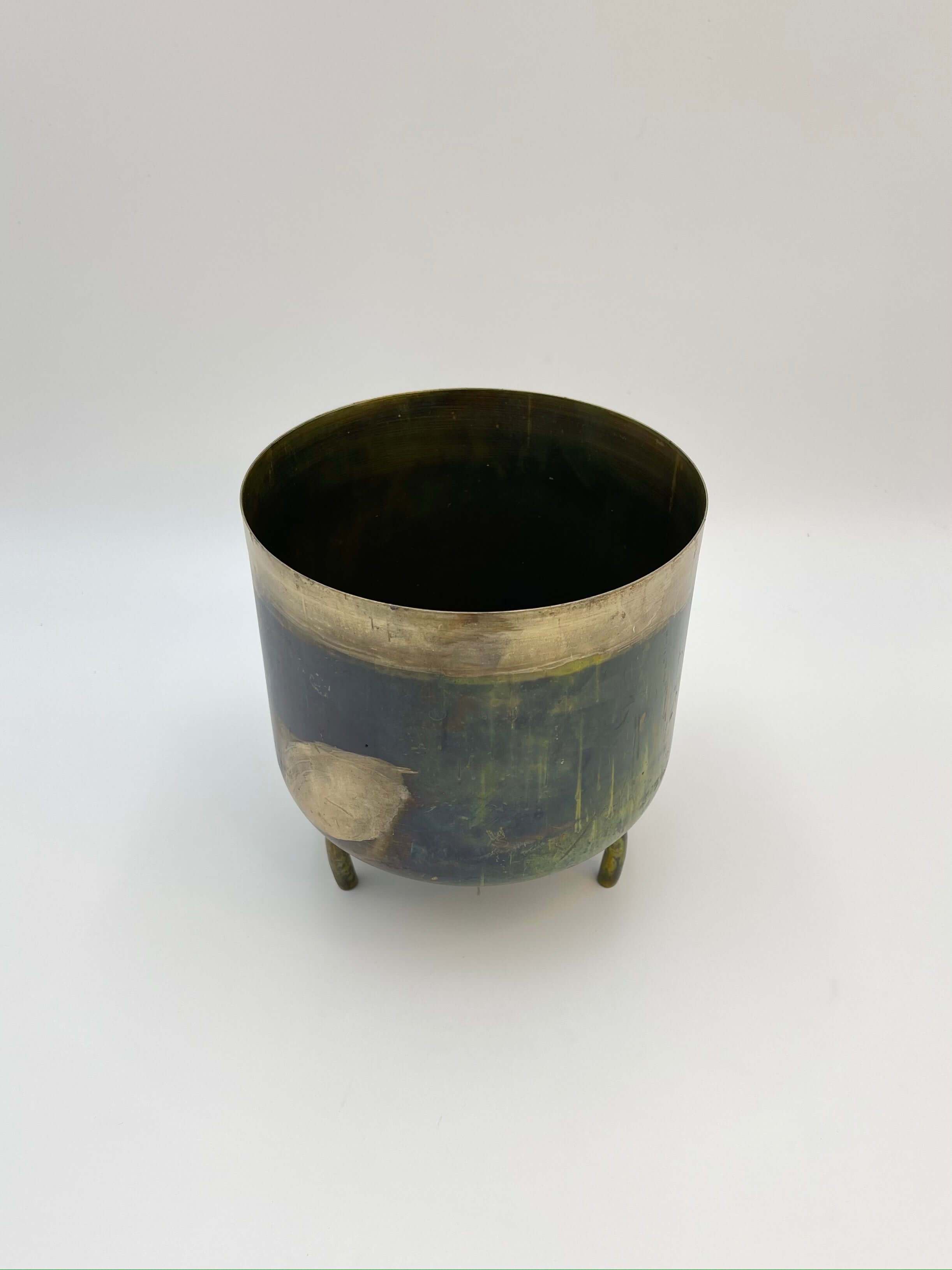 Metal Plant Pots, Old Green
