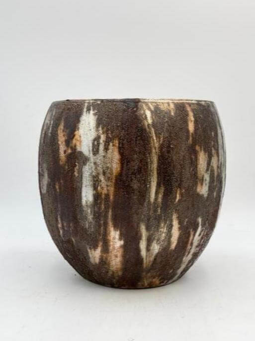 Roel Handmade Ceramic Indoor Pot, Rust Brown, D14cm
