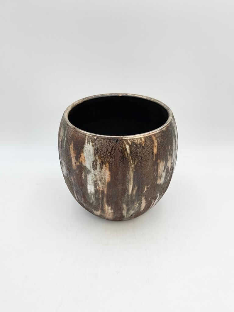 Roel Handmade Ceramic Indoor Pot, Rust Brown, D14cm