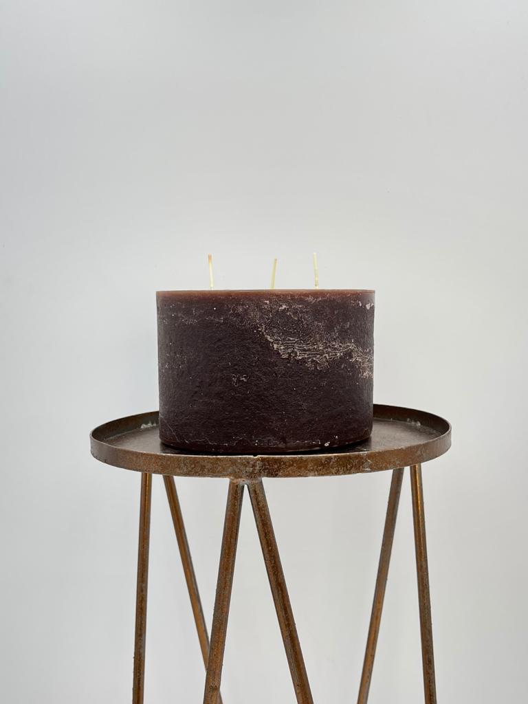 Rustic 3 Wick Candle, H10cm