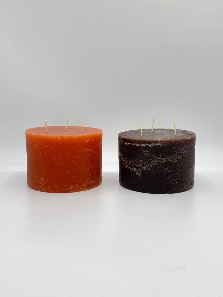 Rustic 3 Wick Candle, H10cm