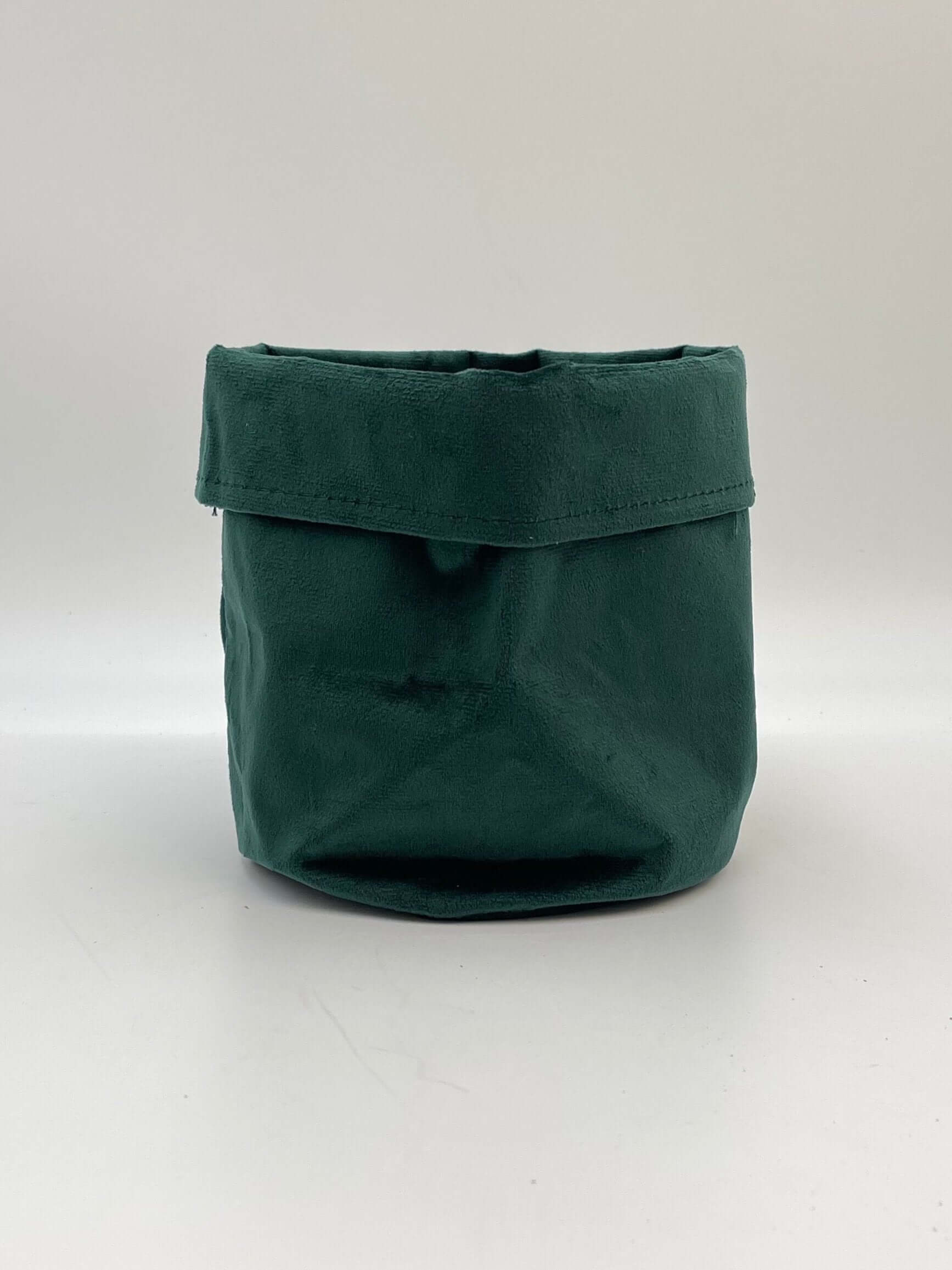 Velvet Fabric Plant Pot, Green, D16cm