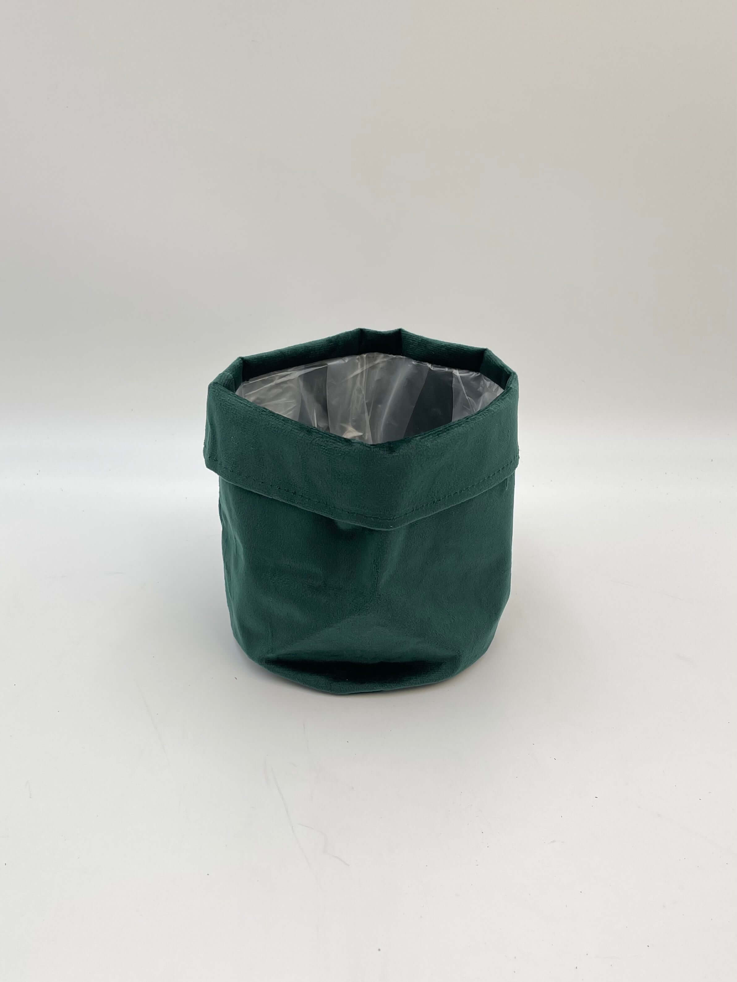 Velvet Fabric Plant Pot, Green, D16cm