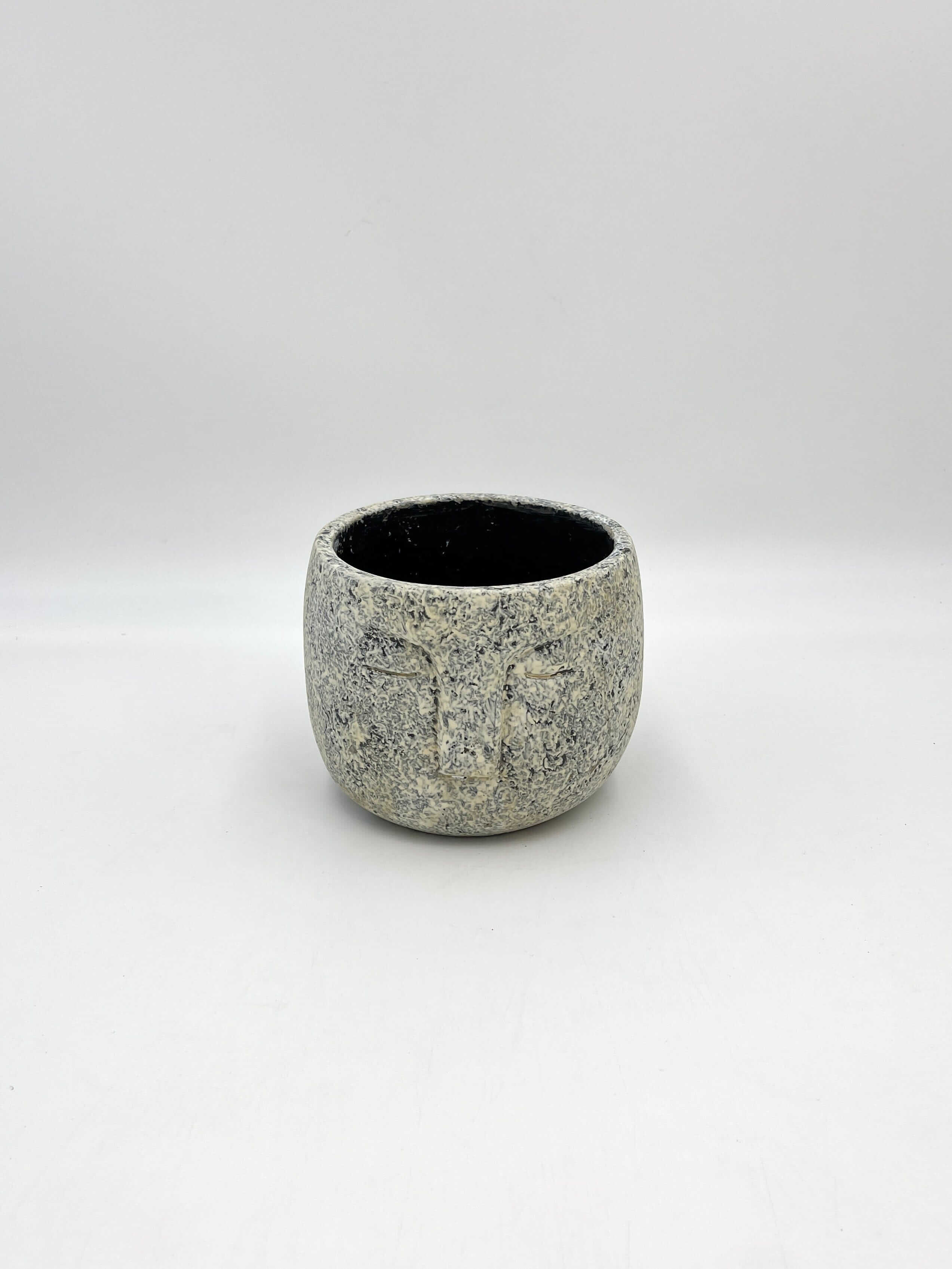 Wise Handmade, Concrete Face Pot, Grey, 16cm Houseplant Pot
