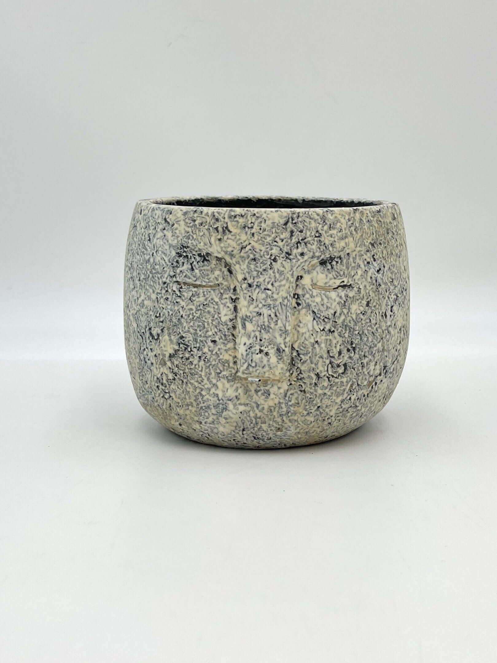 Wise Handmade, Concrete Face Pot, Grey, 16cm Houseplant Pot