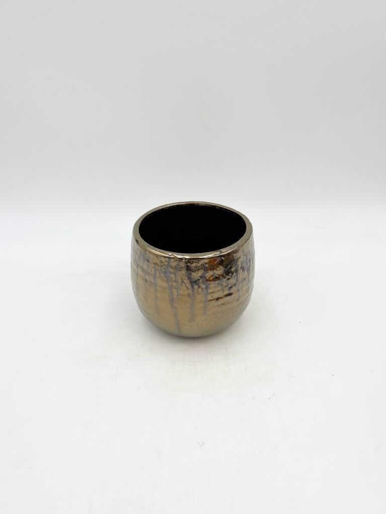 Yvette Indoor Ceramic Plant Pots, Gold, Handmade