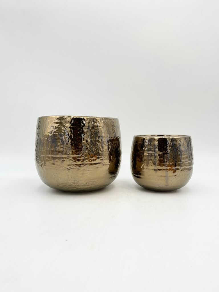 Yvette, Ceramic Plant Pots, Gold, Handmade Indoor Plant Pot in Multiple Sizes