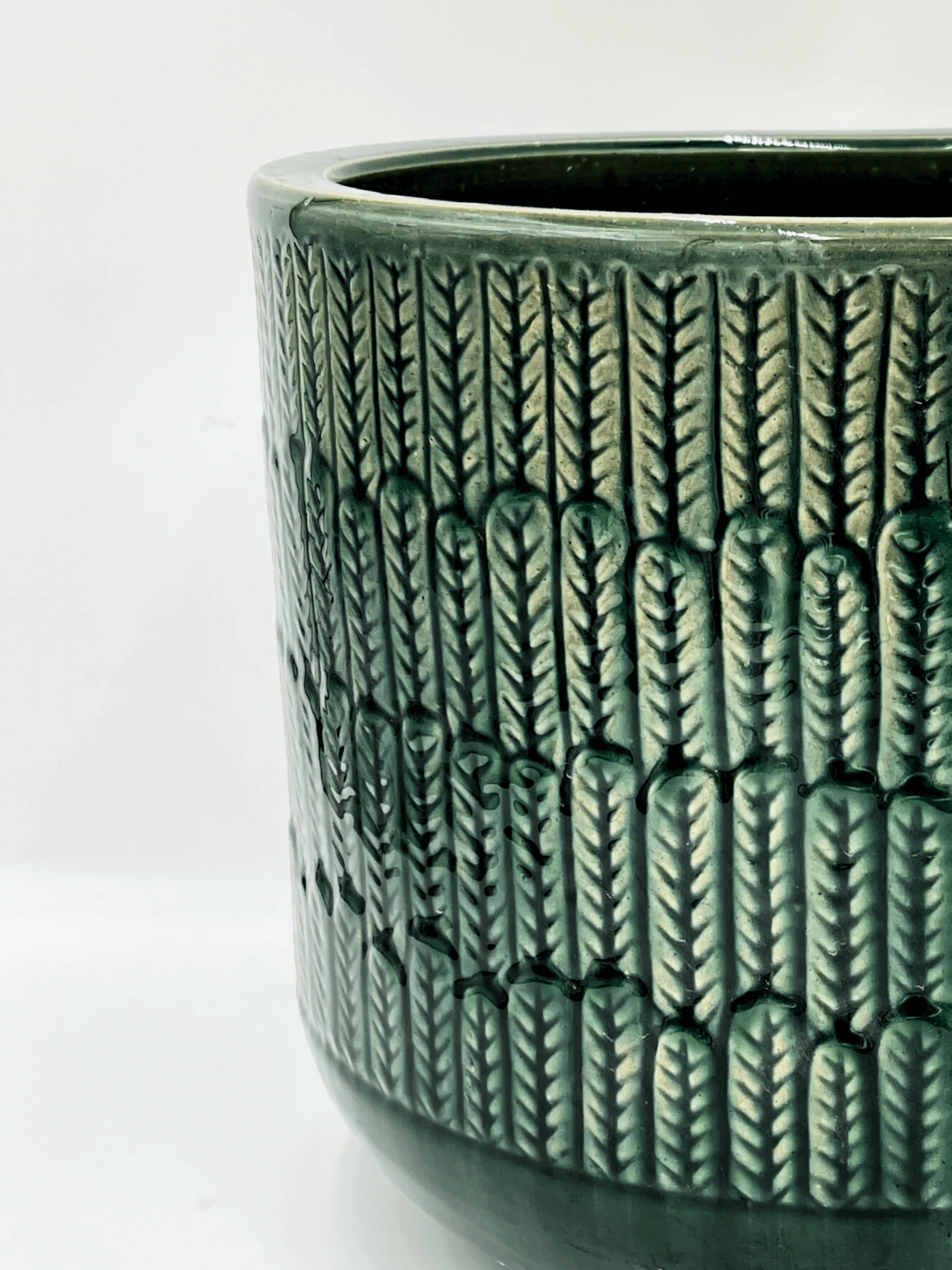 Oran Green Ceramic Plant Pot, Multiple Sizes, Indoor & Outdoor Planter with Drainage Hole