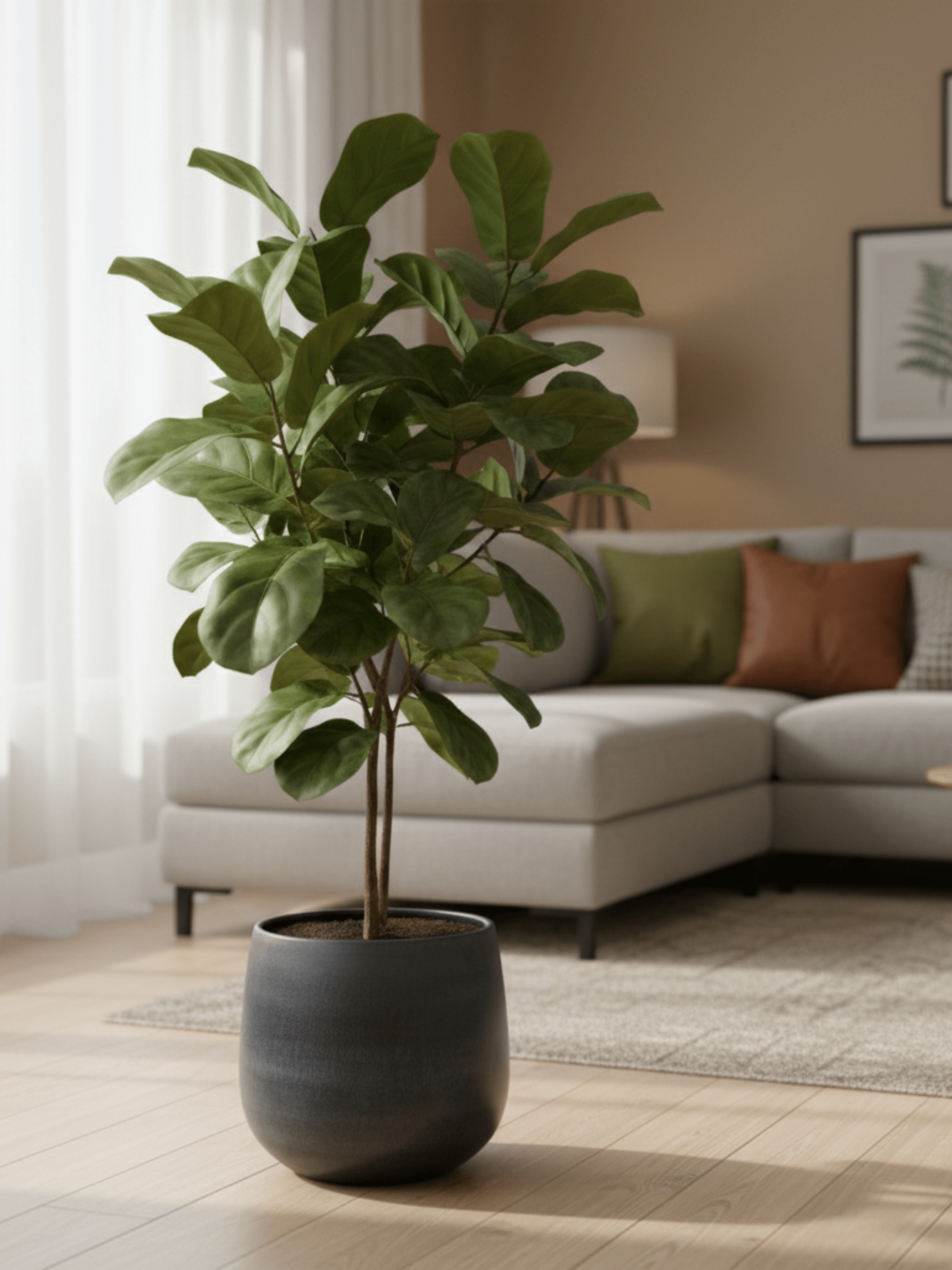 Esra Ceramic Plant Pots, Graphite, House Plant Pot in Multiple Sizes, D26cm-D31cm, Large Plant Pot