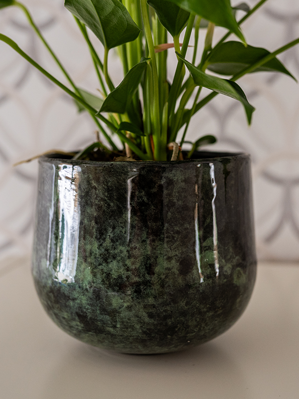 Emmie Metal Plant Pot, Mystic Green, Multiple Size