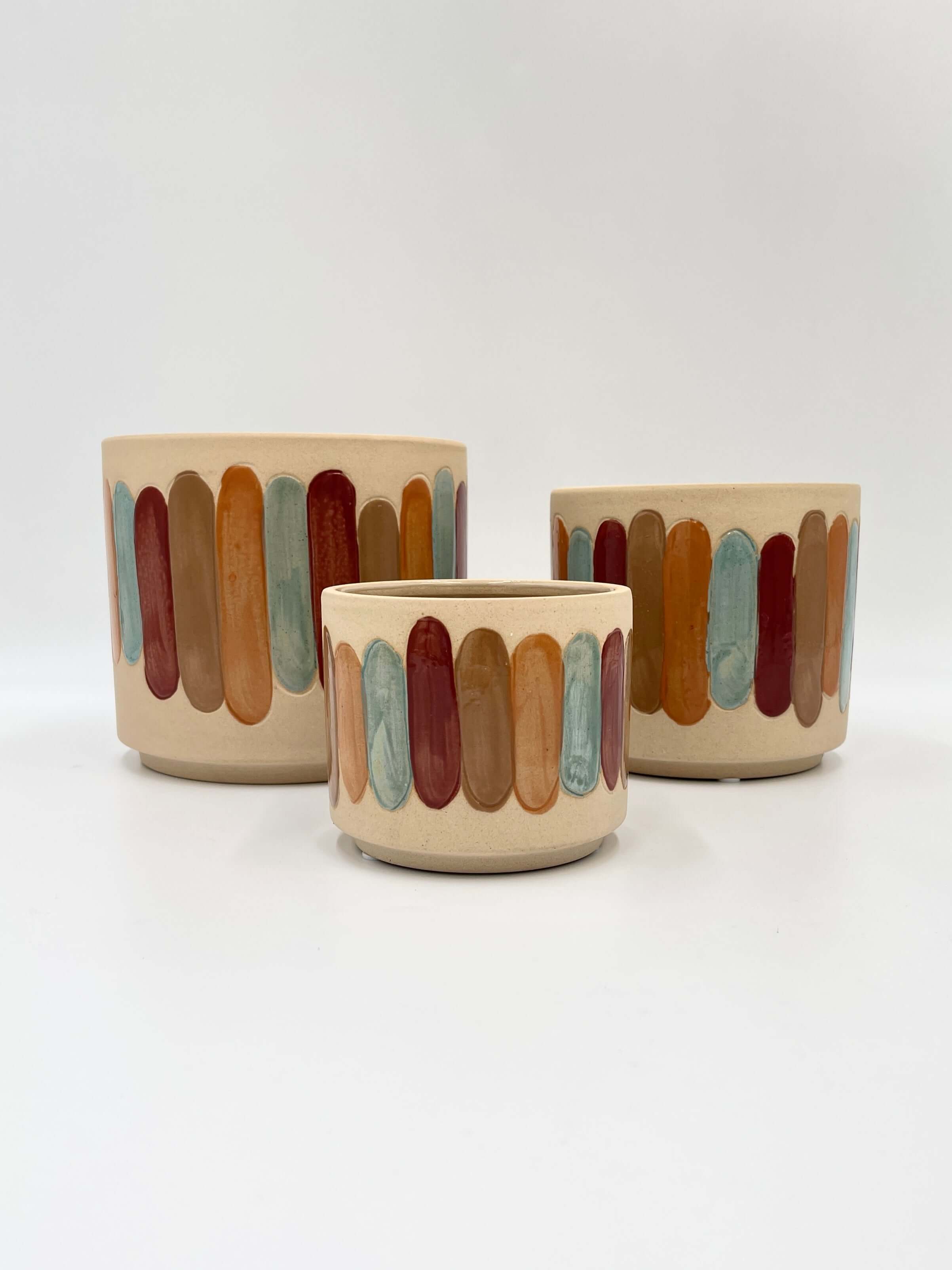 Anna Striped Ceramic Plant Pots