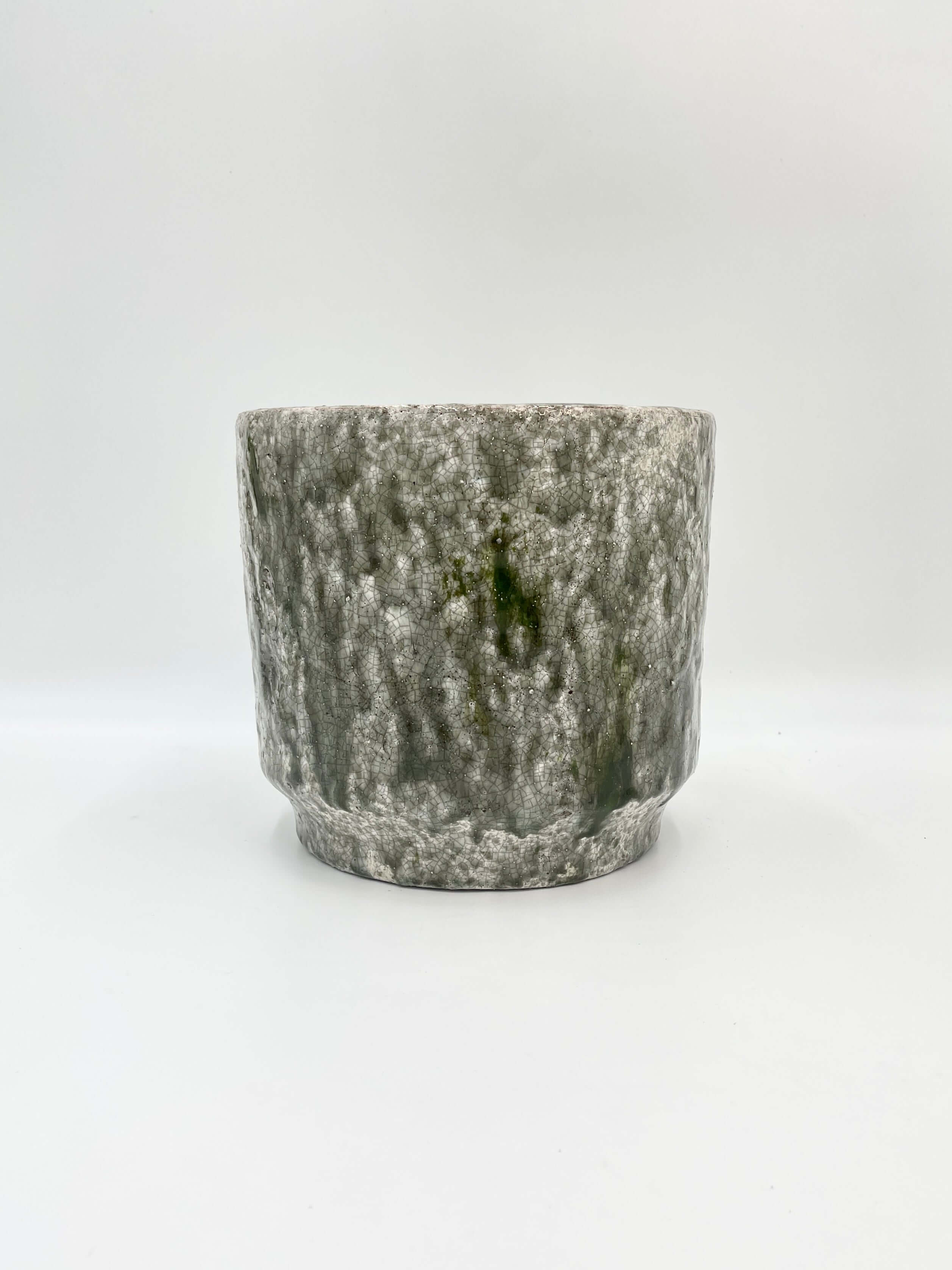 Julian Indoor Ceramic Pot, Moss Green,D21cm, Handmade