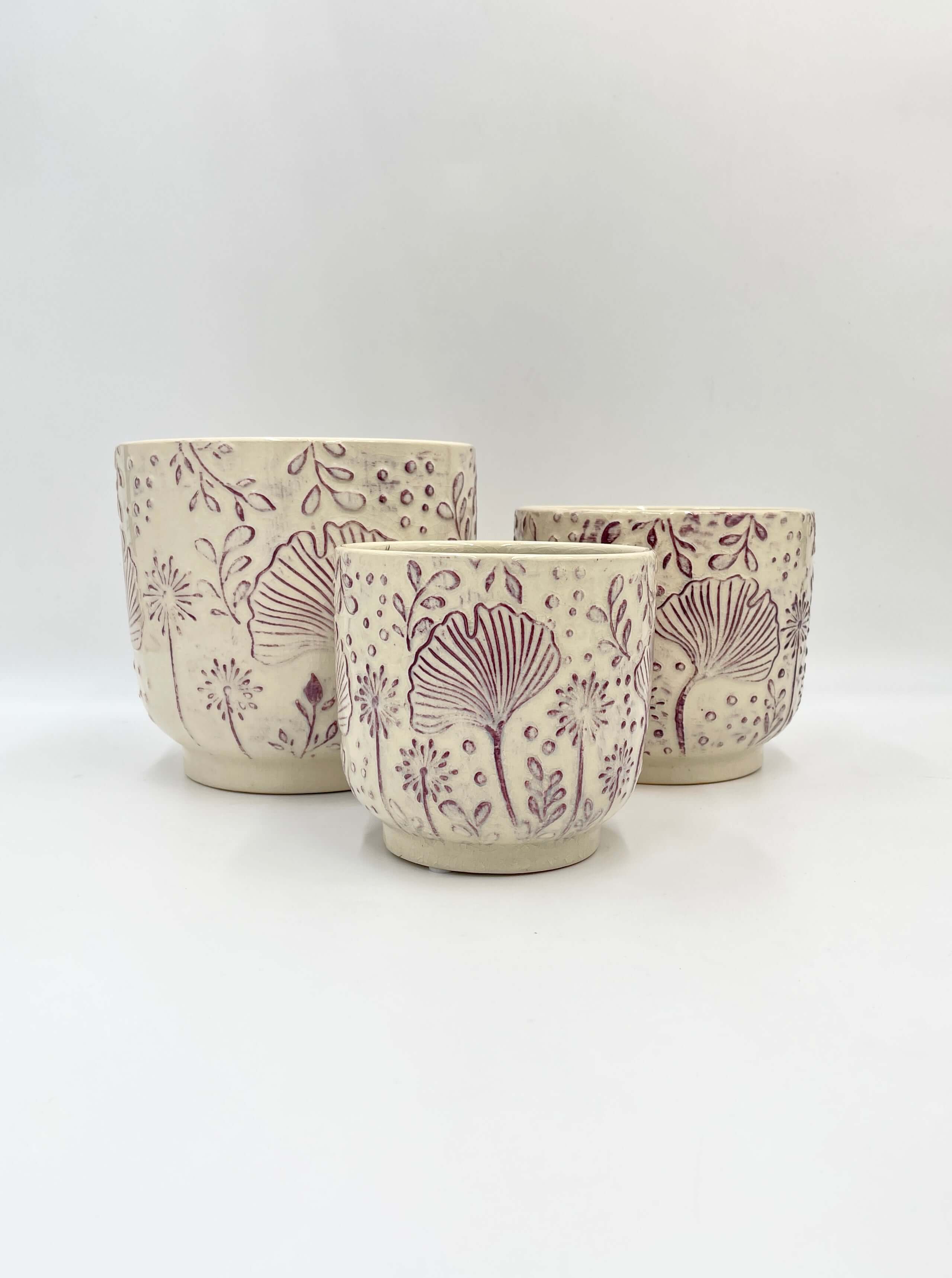 Emilia Ceramic Plant Pots, Pink, Handmade