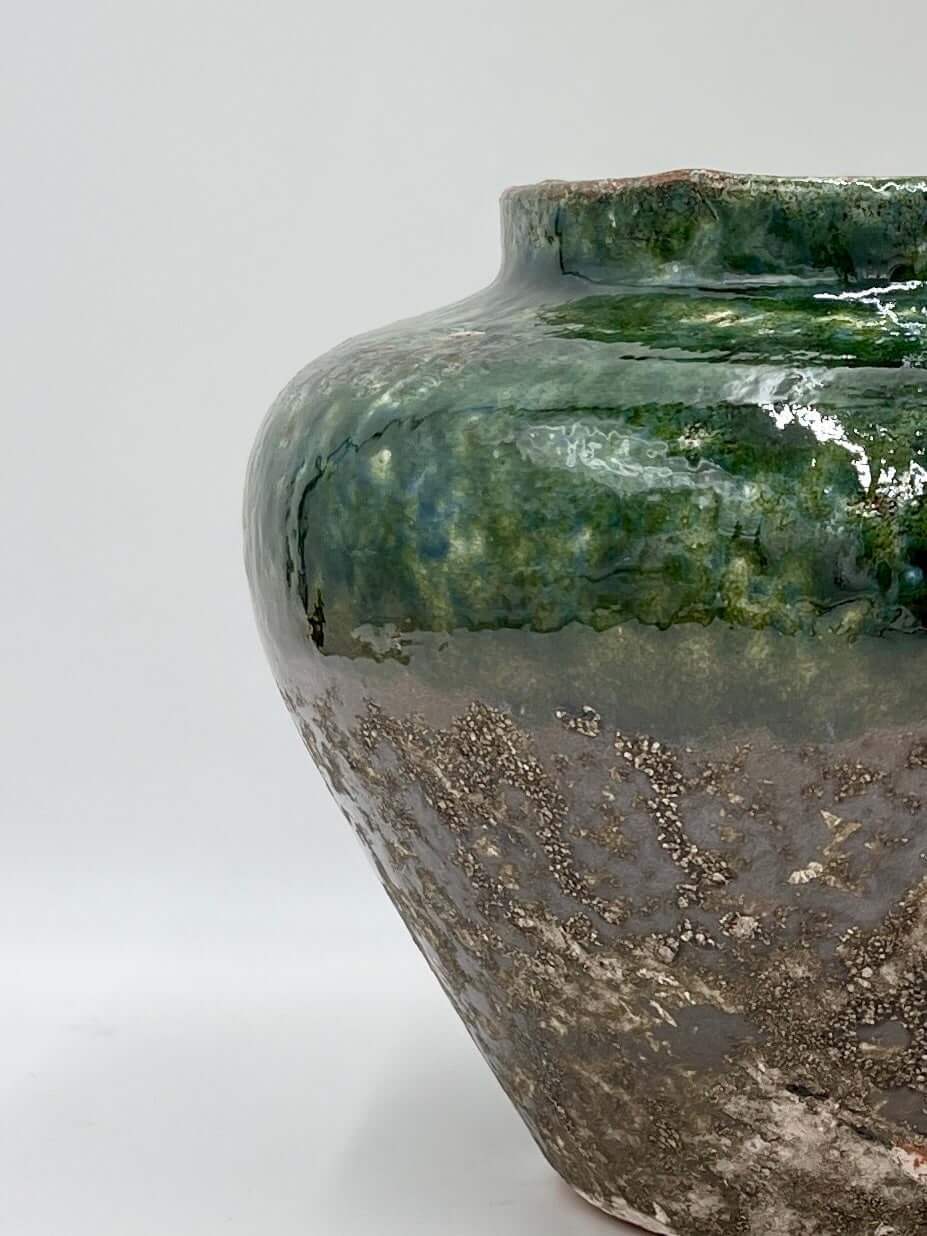 Retro Green Houseplant Pot - Lindy Jar - Handmade - H28cm