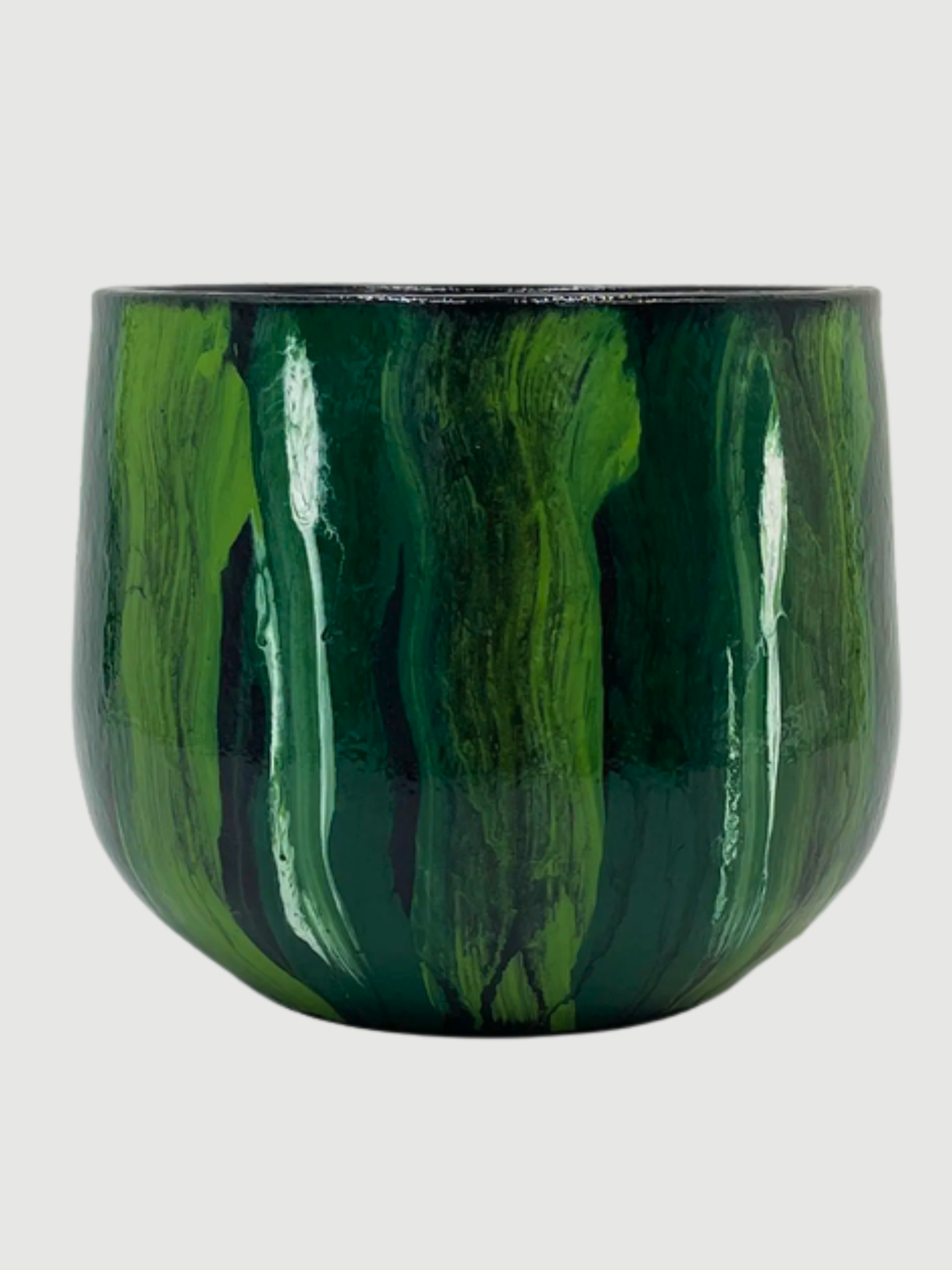 Stripe Plant Pot Nigel - Green Ceramic Pot - Multiple Sizes