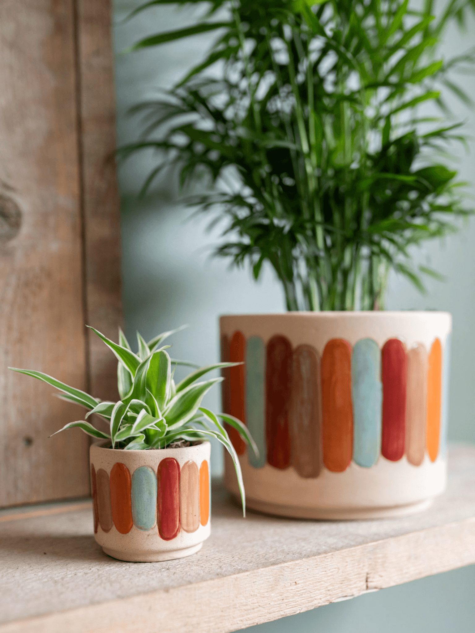 Anna Striped Ceramic Plant Pots, Indoor Plant Pots, in Multiple Sizes