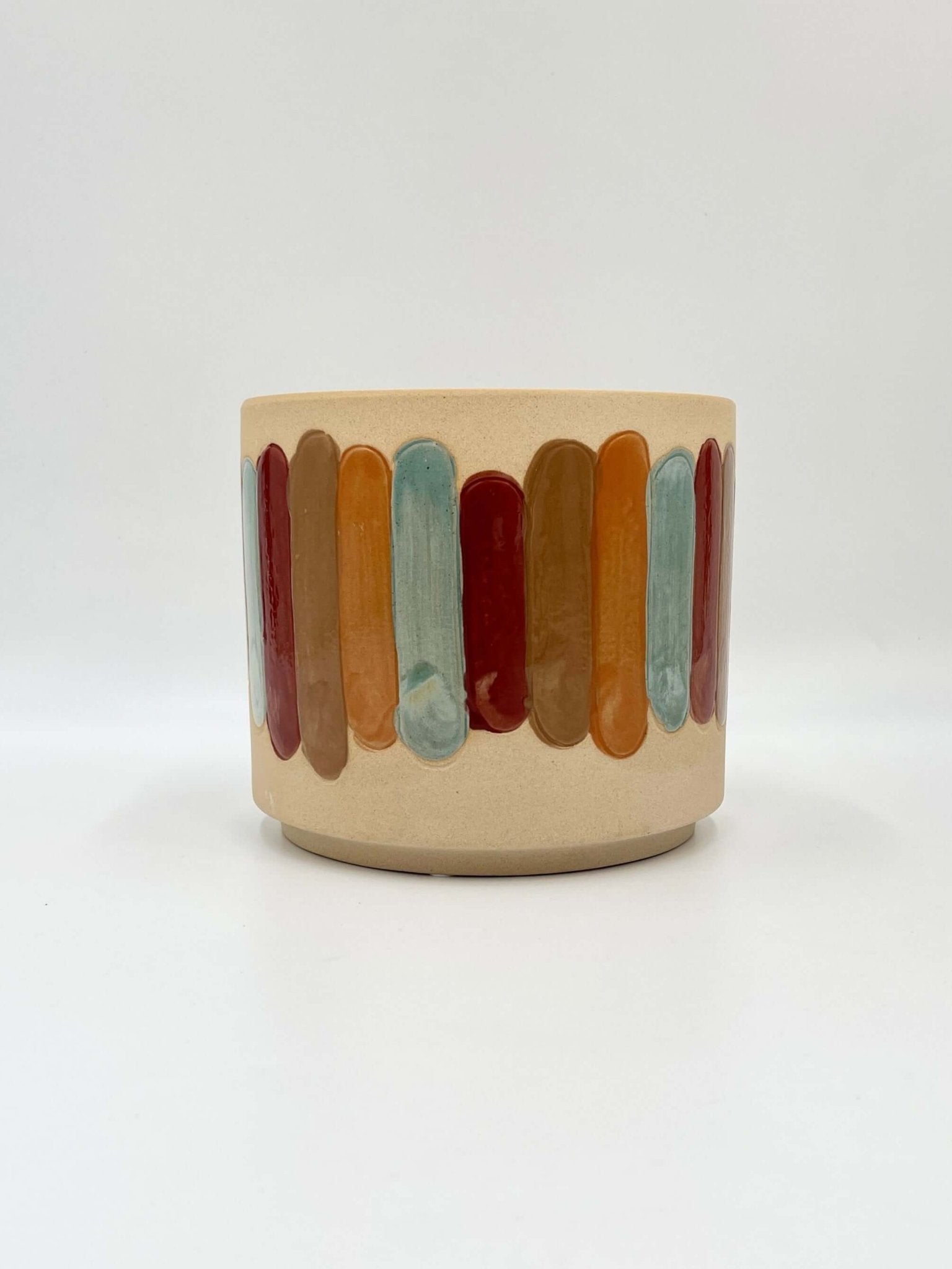 Anna Striped Ceramic Plant Pots, Indoor Plant Pots, in Multiple Sizes