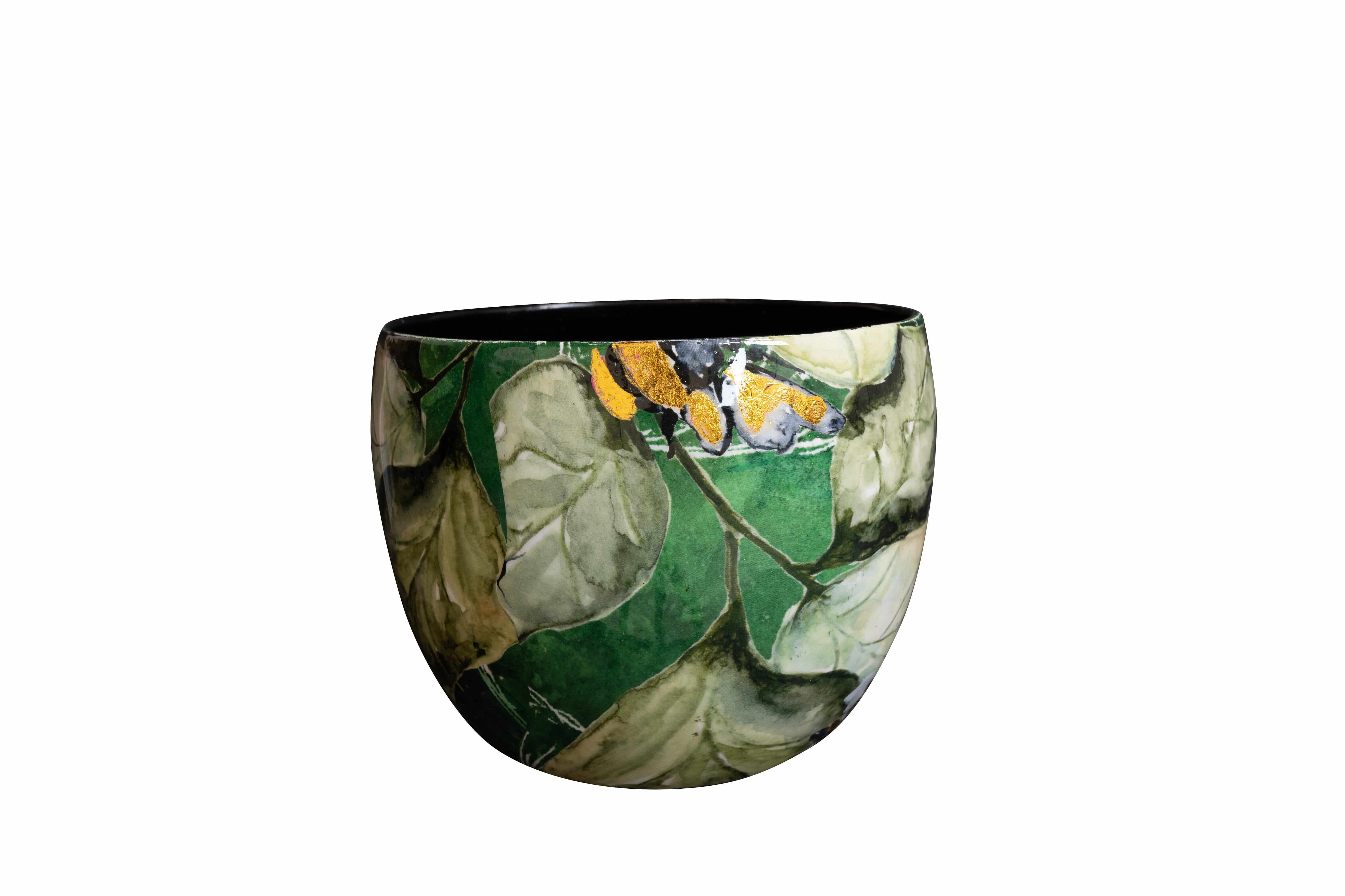 Bee Green Metal Plant Pots by Lammie, Handmade