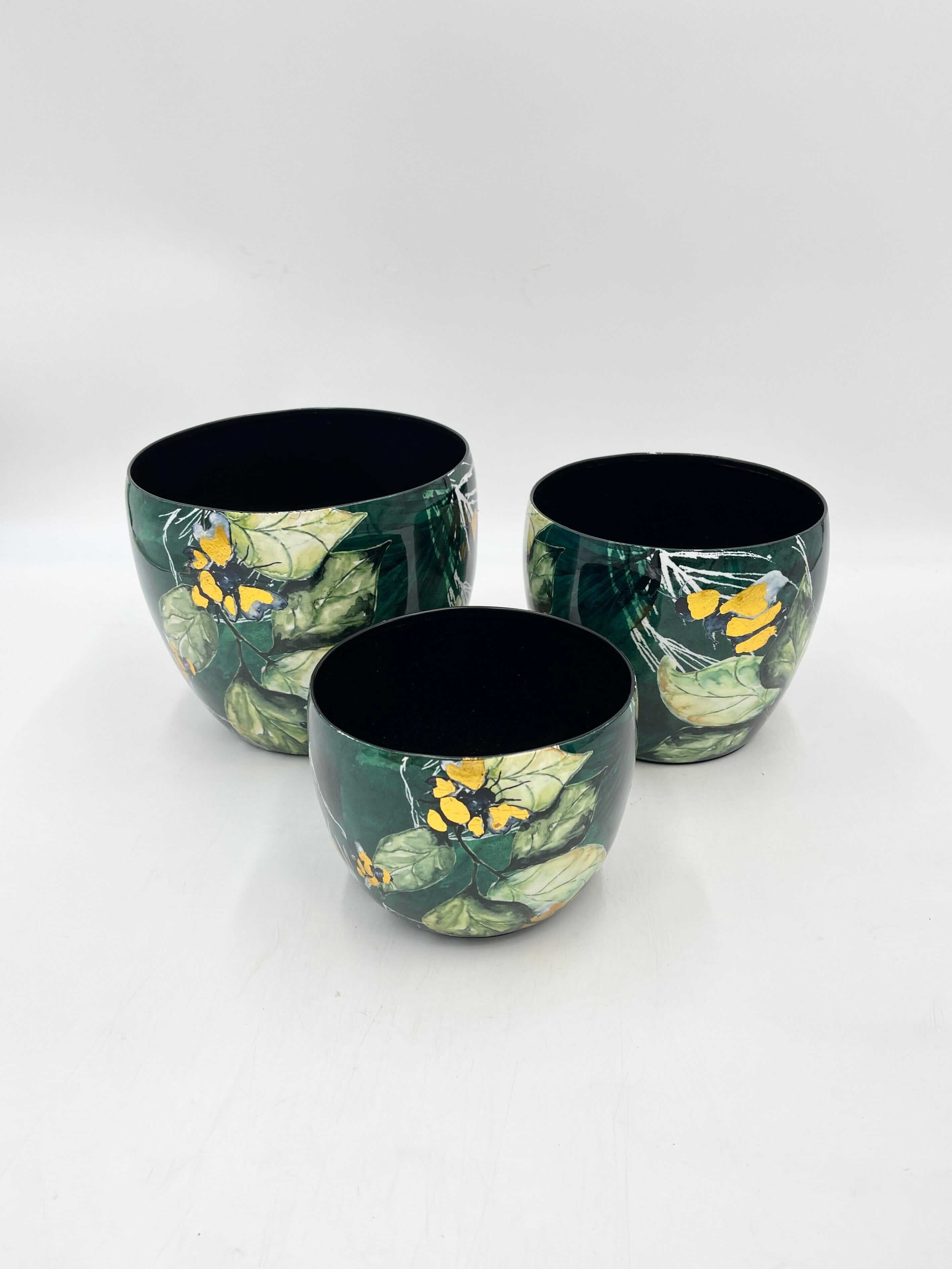 Bee Green Metal Plant Pots by Lammie, Handmade