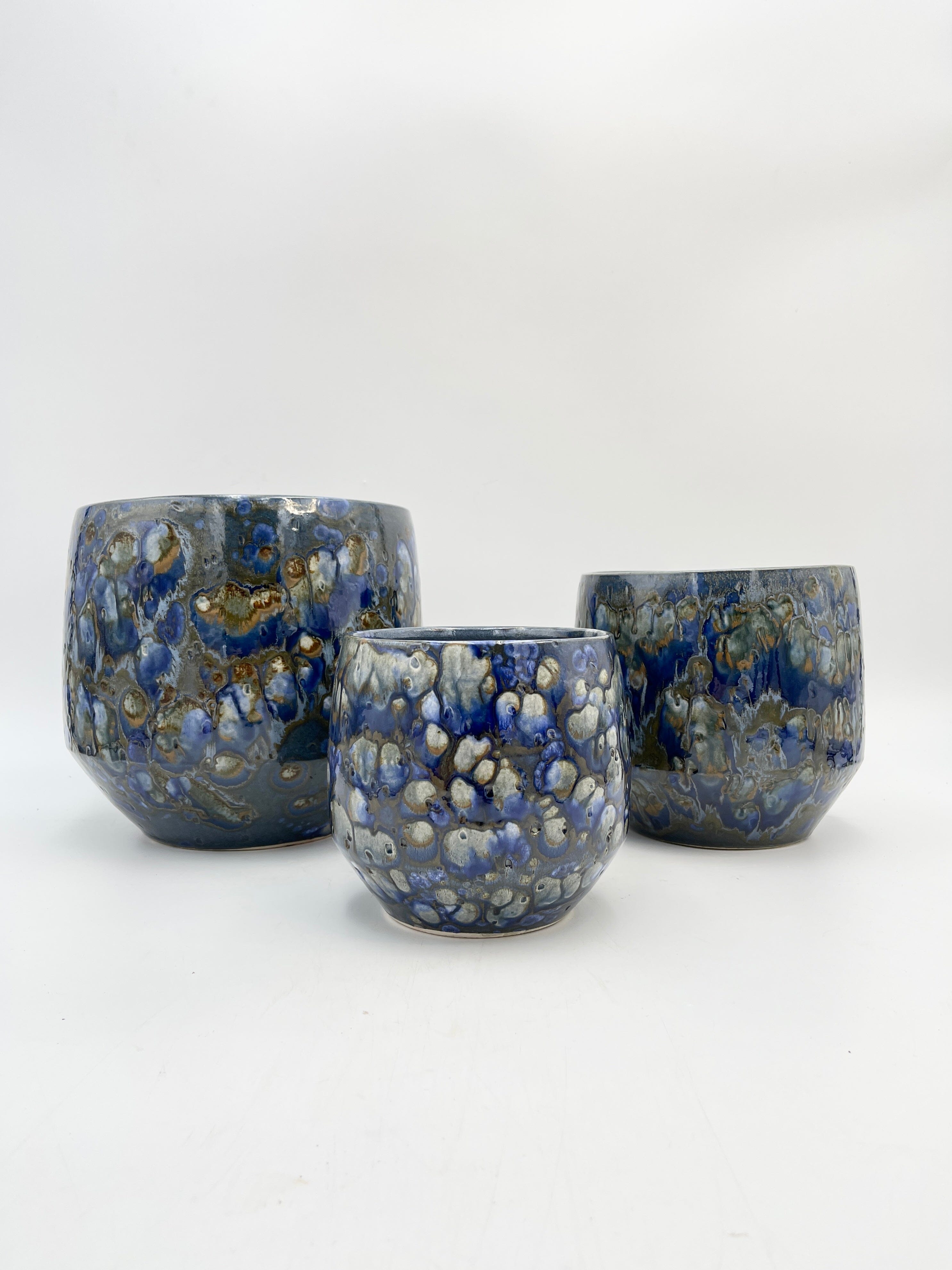 Handmade Ceramic Harris Pots, Blue