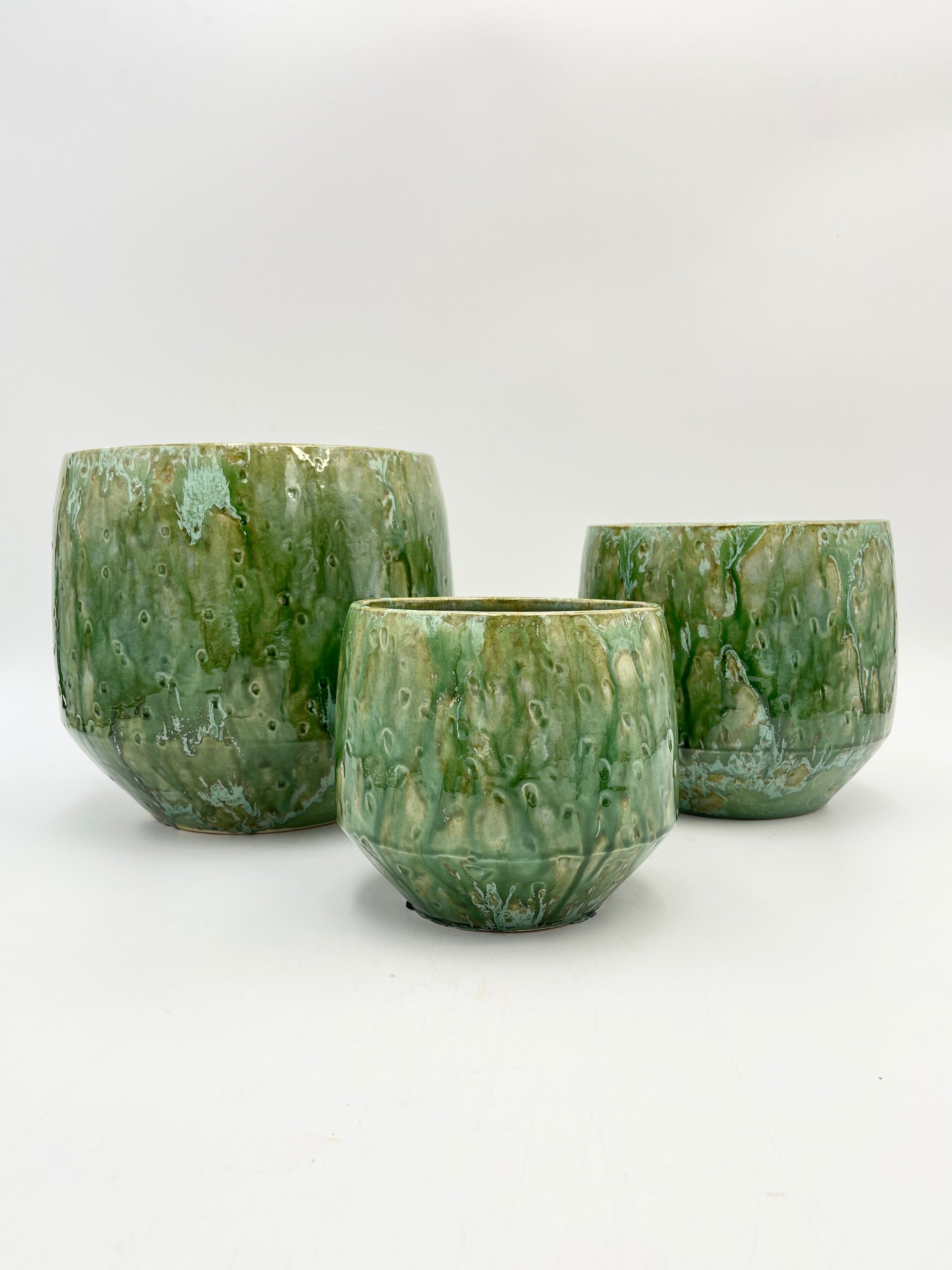 Handmade Ceramic Harris Pots, Green